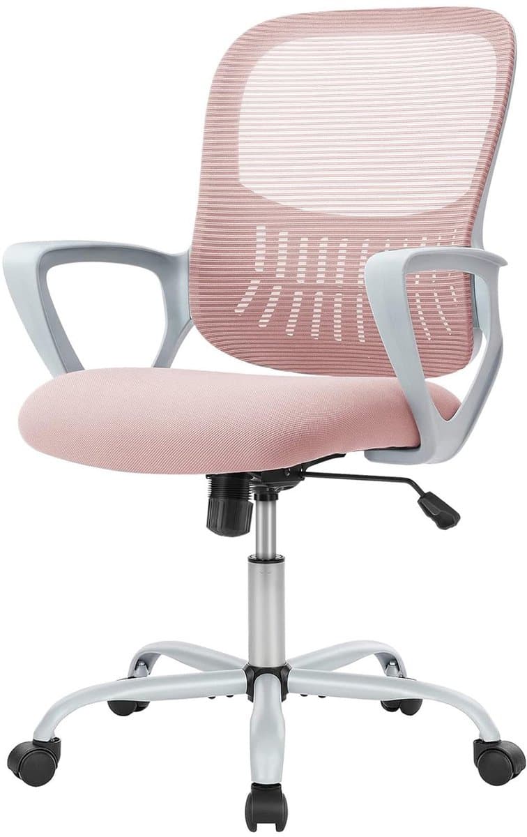 Ergonomische Bureaustoel - Mesh Office Chair - In Hoogte Verstelbaar - Vaste Armleuningen - 113 kg Draagvermogen - afbeelding 1