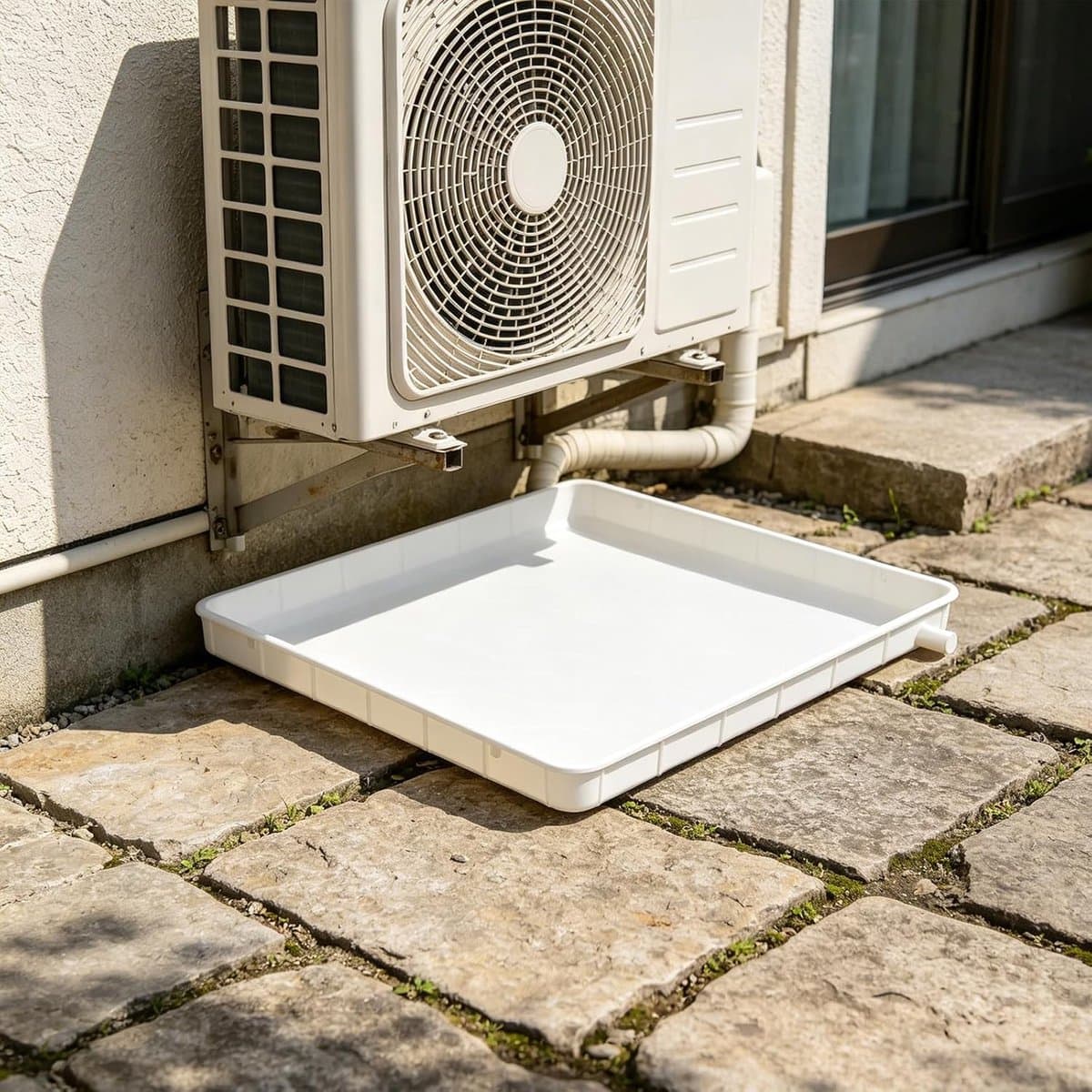 Condensbak Airco - Lekbak Unit - Vocht Opvangen - Zijafvoer Ontwerp - 40x40 cm - Wit thumbnail 2