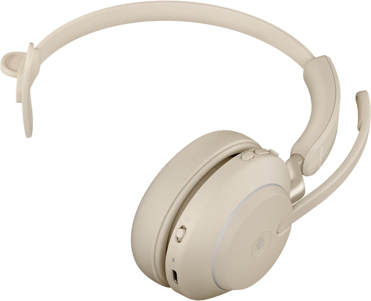 Jabra Evolve2 65 Link380c MS Mono - Bluetooth Headset - Draadloos - On-Ear - Beige thumbnail 4