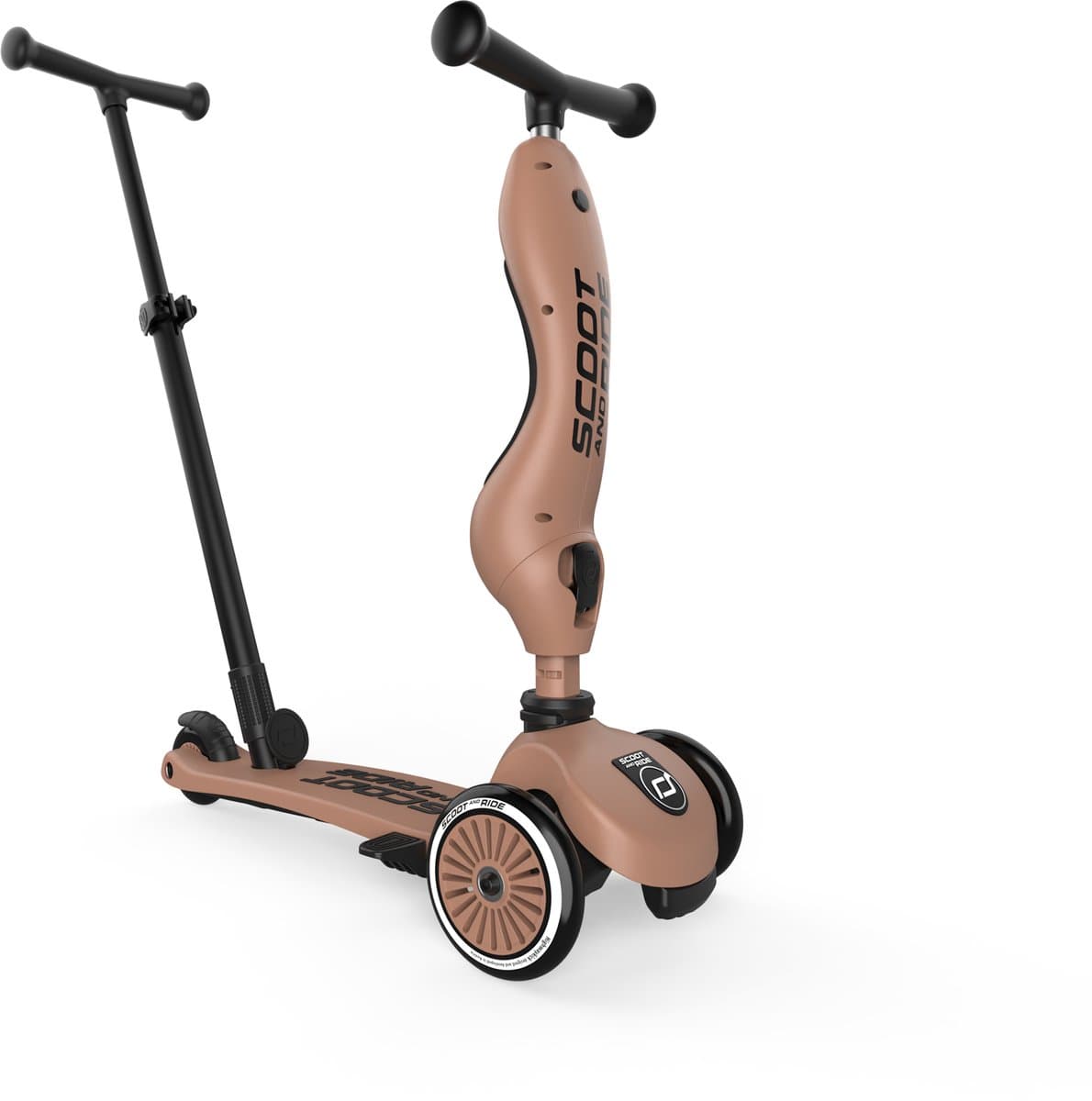 Scoot & Ride Highwaykick 1 Push & Go - 2-in-1 Kinderstep met duwstang - Step & Loopfiets 2-in-1, 3 wielen - Duwstang 3 hoogtes, afneembare voetsteunen - 1-5 jaar, max 20/50 kg - Mocha thumbnail 8