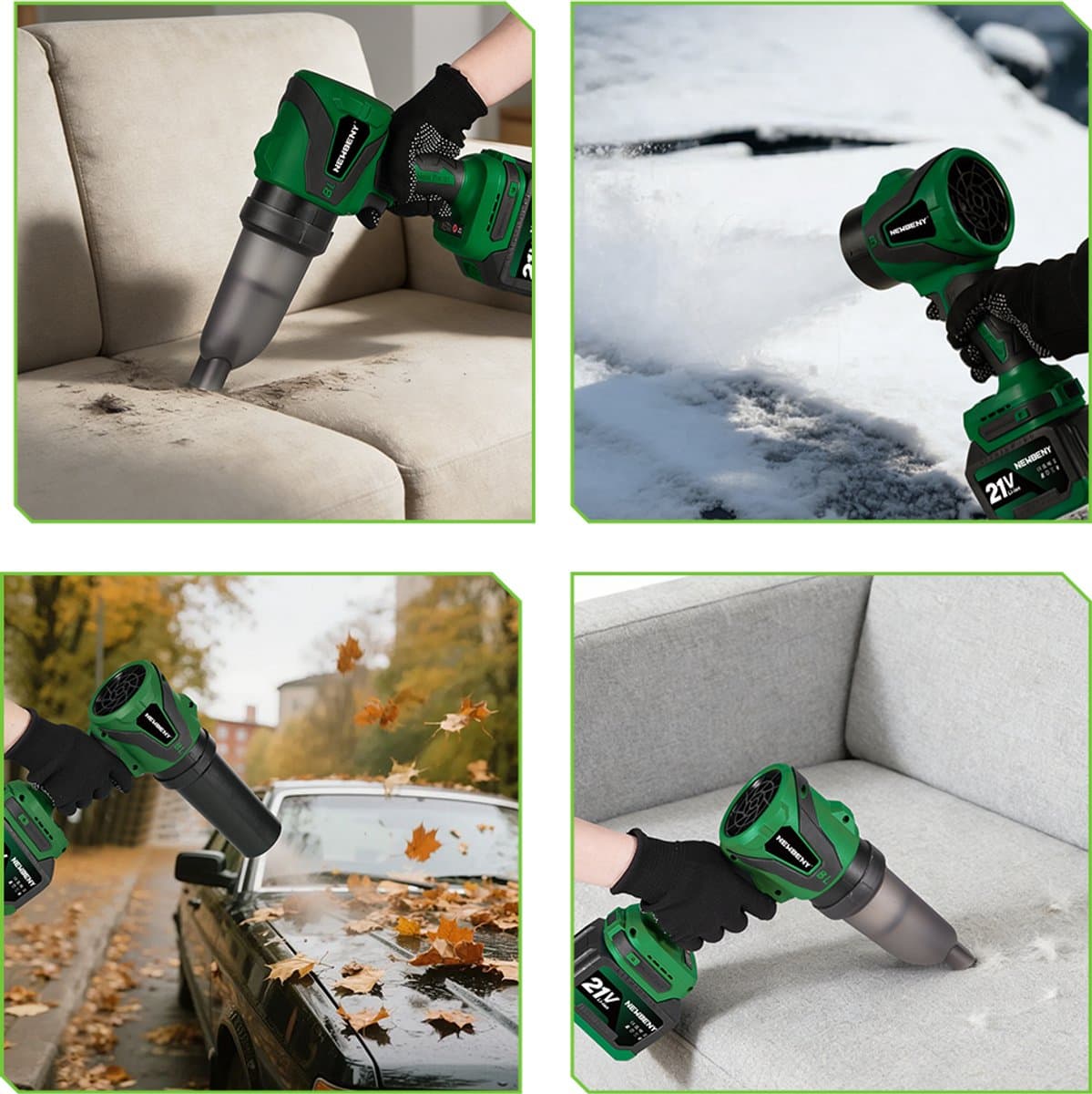 NewBeny Accu Bladblazer / Stofzuiger - 350 m/s Borstelloze Bladblazer - 2-in-1 Stofblazer - met 2x 4.5Ah Accu’s - voor dierenharen, tapijt thuis, bladeren, sneeuw en stof thumbnail 6