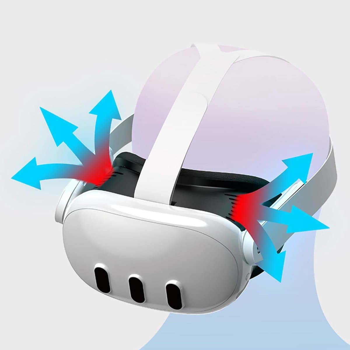 VR Headset Ventilator - Gezichtsbedekking Koeler - VR Gaming - RGB Verlichting - Voor Meta Quest 3 - Wit thumbnail 3