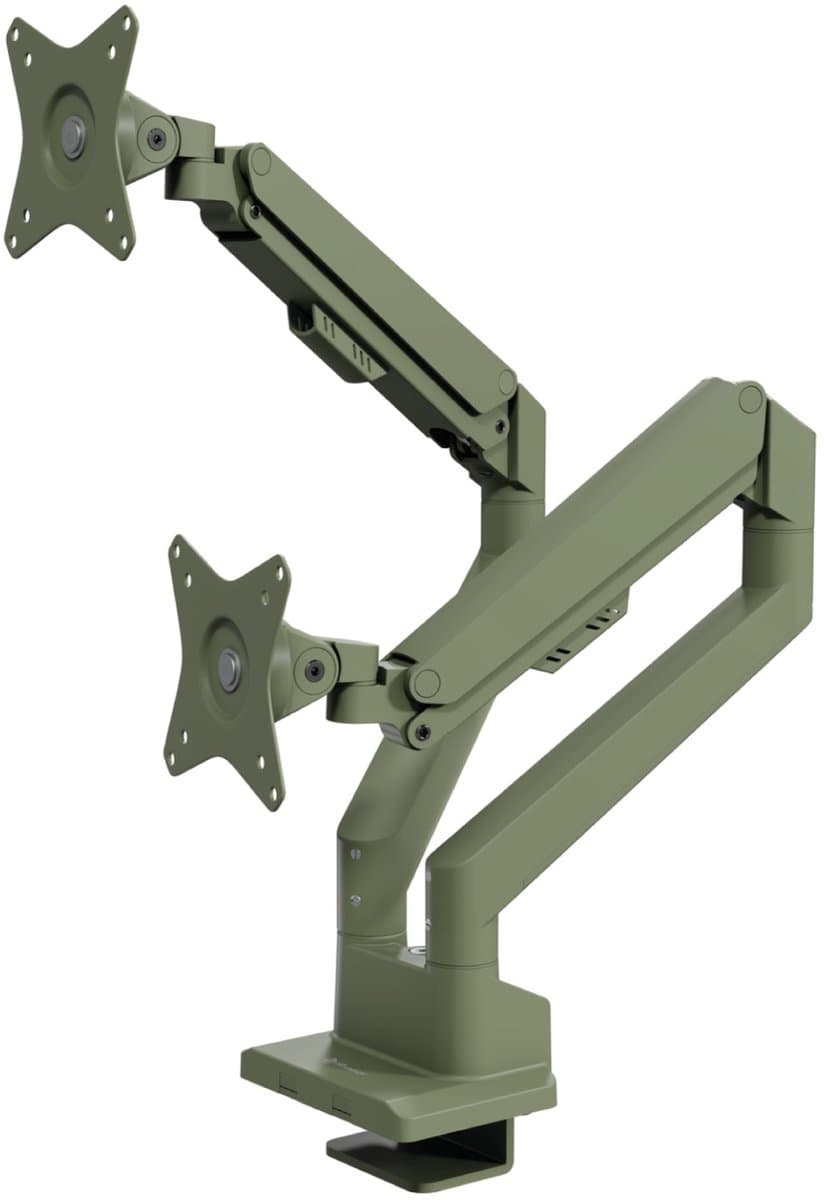 Arozzi Alzare Neo Dubbele Monitor Arm - Gasfeder - Kabelbeheer - 17" tot 34" - Bosgroen thumbnail 7