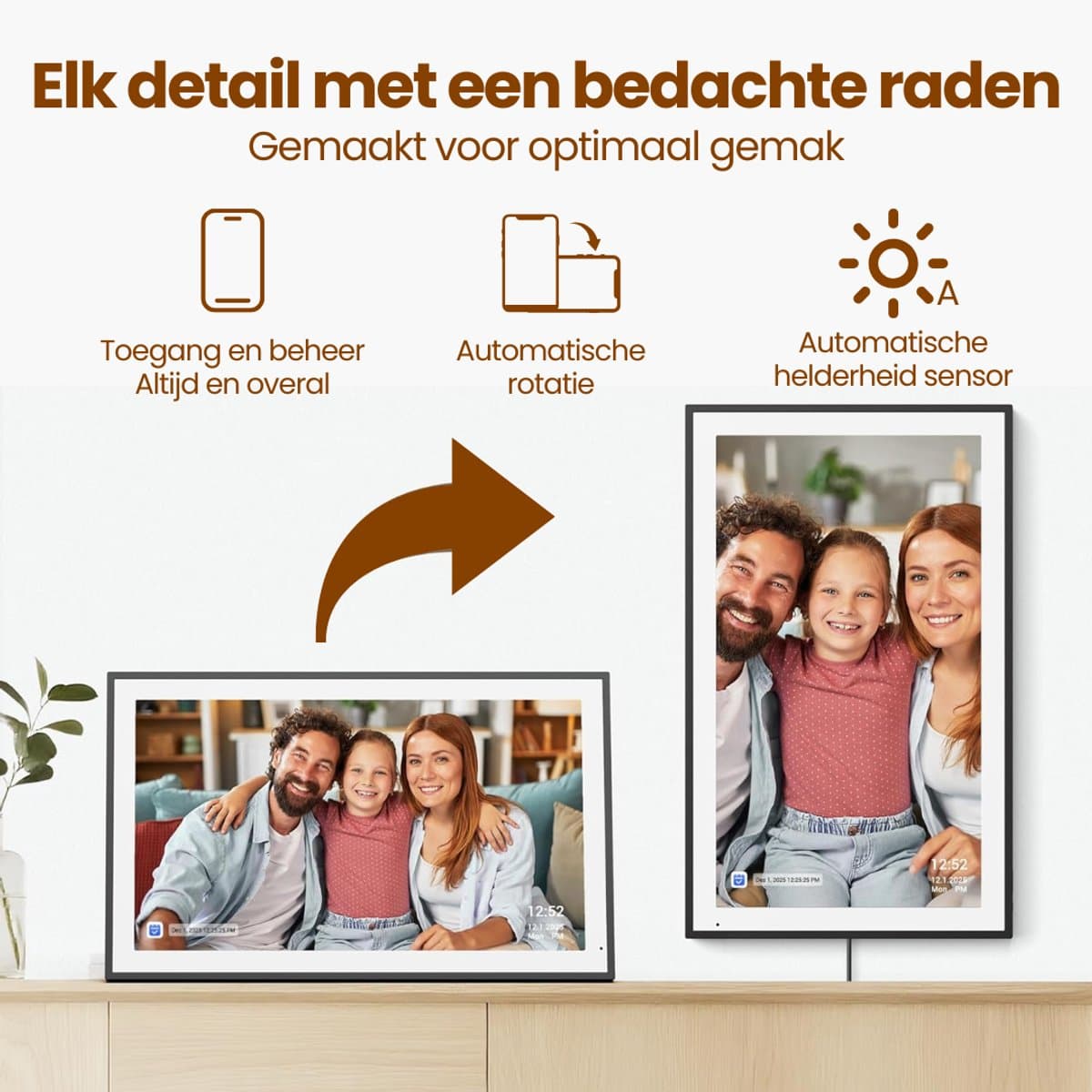 Digitale Kalender & Fotolijst met Touchscreen – 1080P Full HD – Zonder Abonnement – 10,1" inch – Gezinsplanner met Takenlijst & Maaltijdplanner – 32GB – Wand- en Bureaumontage thumbnail 7