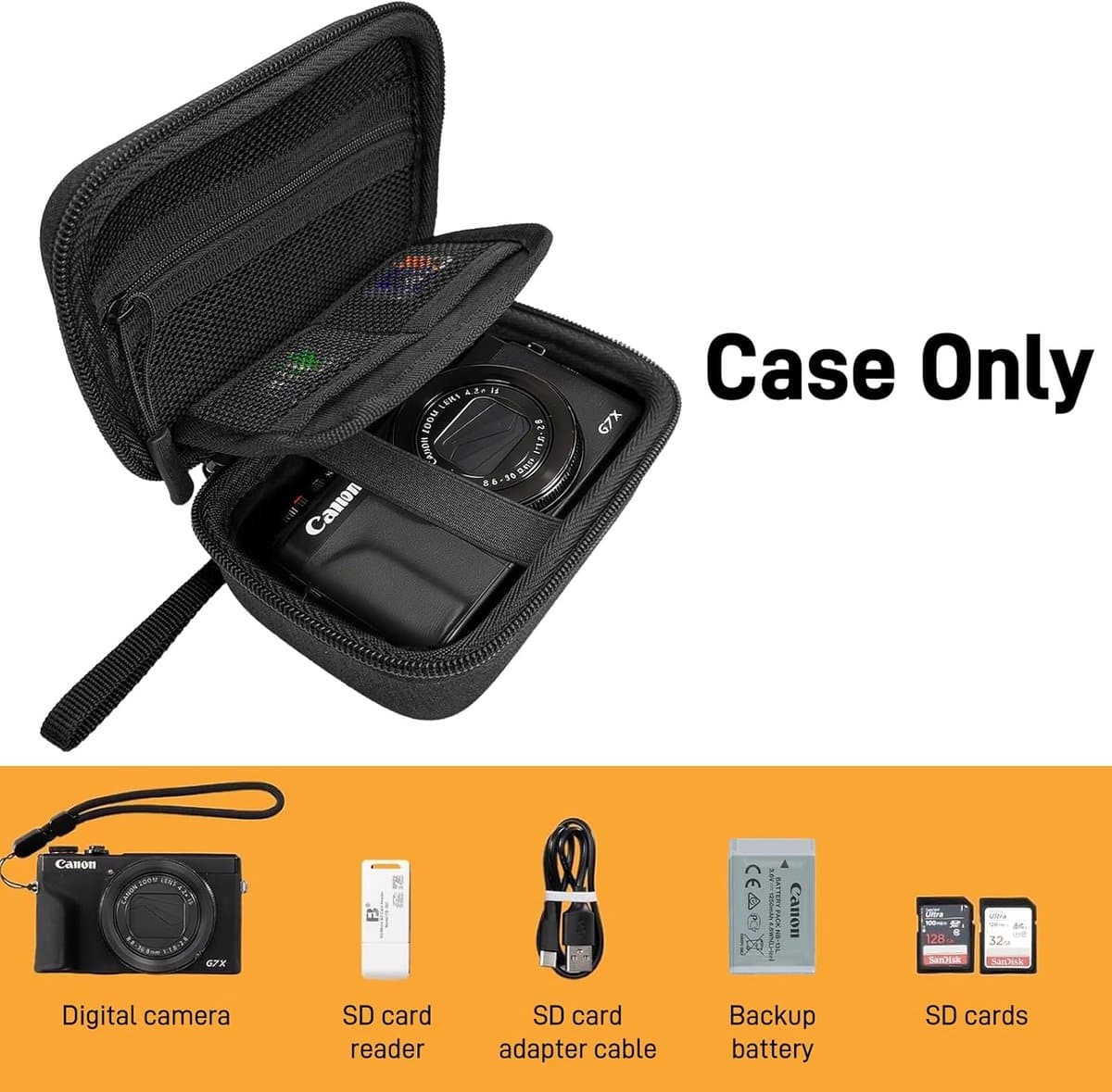 Sander Shop cameratas voor Canon PowerShot SX740 HS, Canon G7X Mark III Mark II, Kodak digitale camera fotocamera tas voor draagbare digitale camera fotocamera draagtas digitale cameratas, zwart, draagtas thumbnail 7