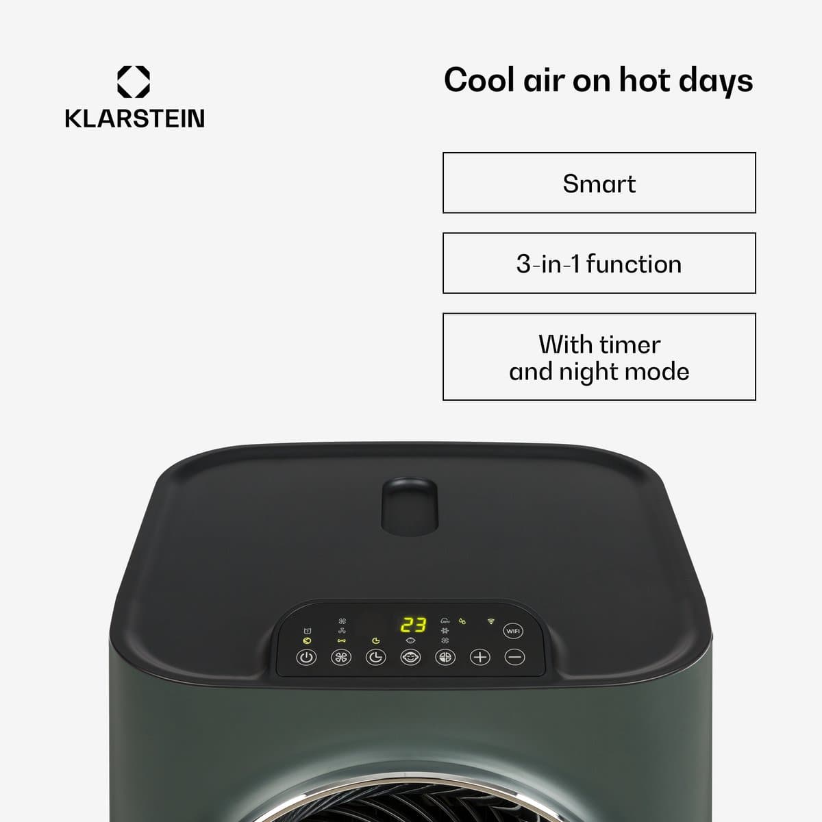 Klarstein mobiele airconditioner met luchtafvoerslang, 5-in-1 airconditioner, ventilator, luchtontvochtiger, luchtreiniger & nachtmodus, app-bediening, kleine & draagbare airconditioner voor thuis & op kantoor, 12000 BTU,4 kW voor 56 m² 50 dB thumbnail 5