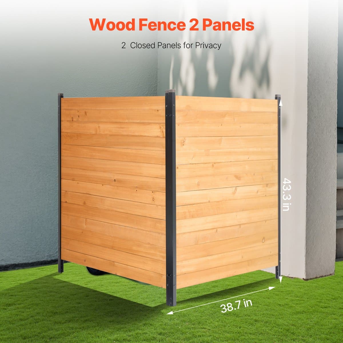 Houten Privacyhekwerk, 1100x982 Mm, 2 Panelen, Lamellenhekwerk voor Airco-Units, Zwembadafscheiding met metalen Palen, Afvalemmerafdekking voor Buiten Als Decoratief Element thumbnail 5