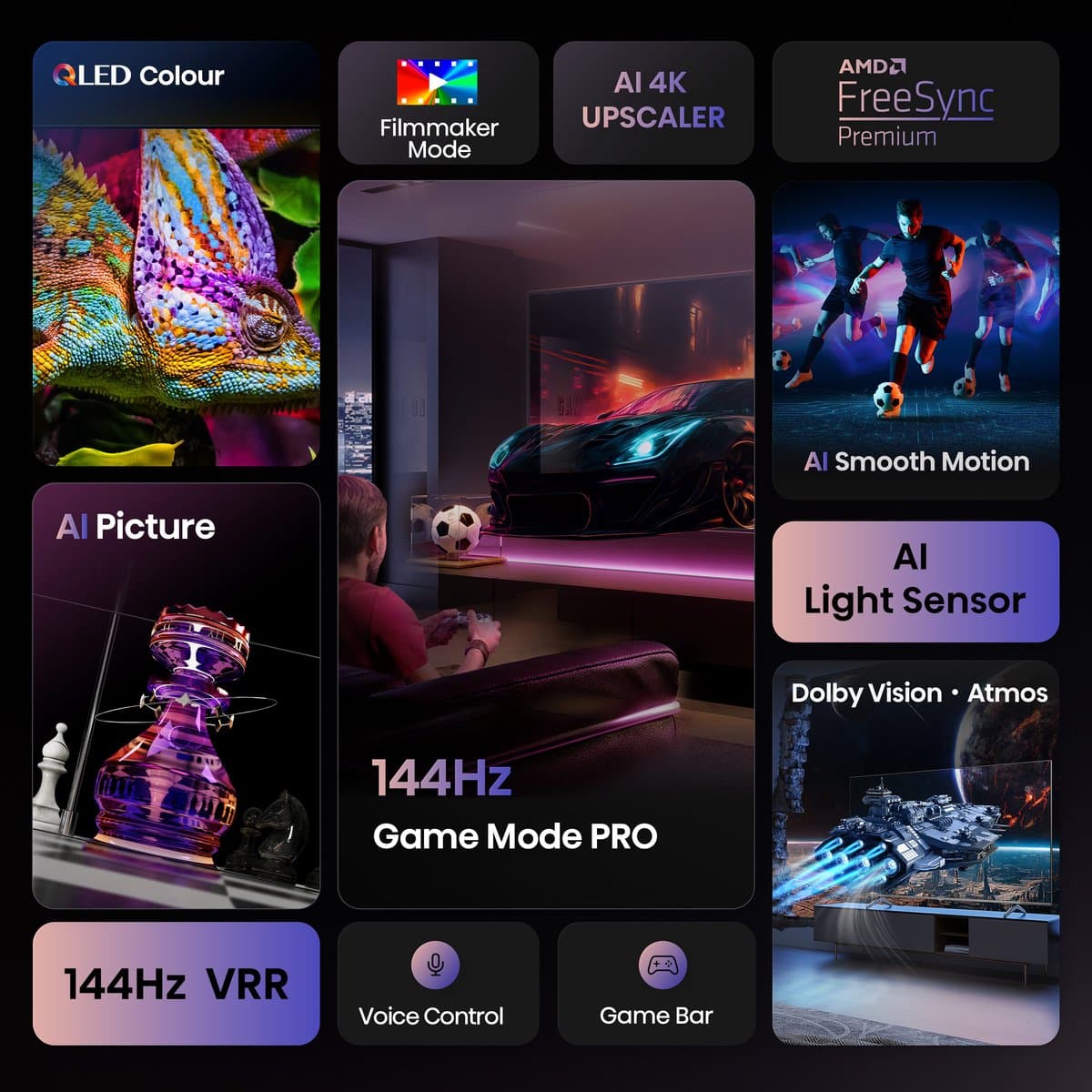 Hisense 100E7Q PRO - 100 inch - 4K QLED - 144hz - 2025 - Smart TV thumbnail 7