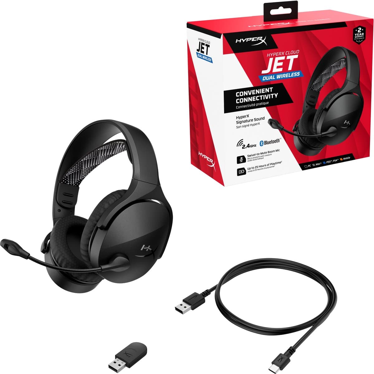 HyperX Cloud Jet - Draadloze Gaming Headset - Zwart - PS4/PS5, PC & Nintendo Switch thumbnail 3
