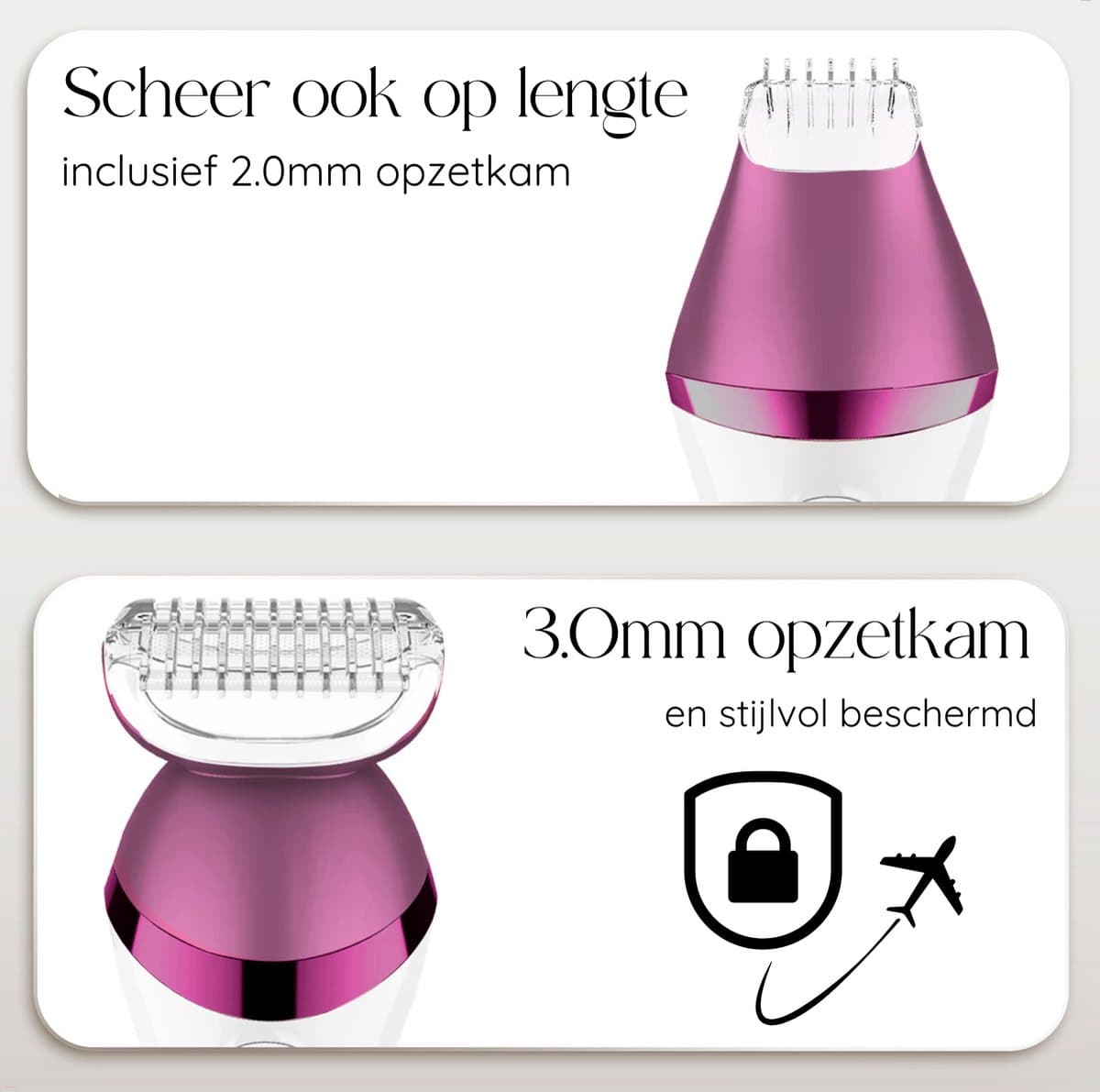Sansbeauté® 6-in-1 Ladyshave - Gezicht - Oksels - Benen - Bikinilijn - Scheerapparaat Vrouw - Epilator - Epileerapparaat Dames - Trimmer Vrouw Intiem - Bikinitrimmer - USB Oplaadbaar thumbnail 7