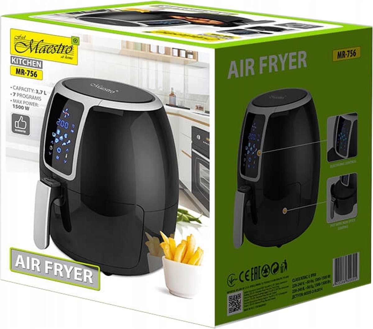 Maestro vetvrije friteuse, 1500W, 3,7L, zwart, MR-756 thumbnail 5