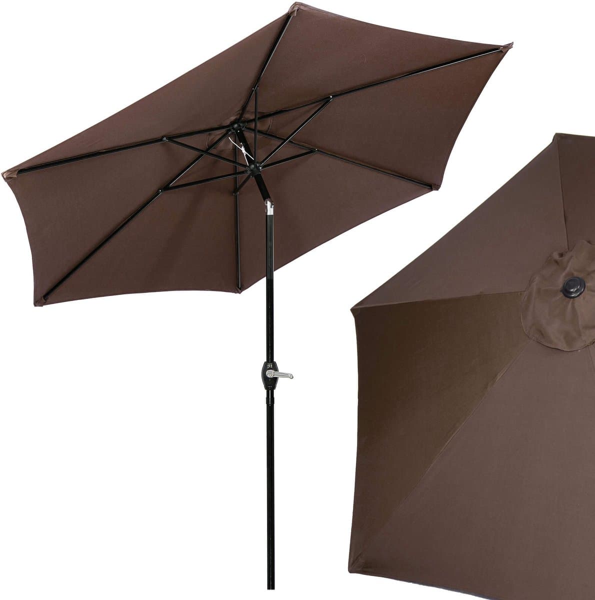 Springos Parasol | Parasols | Kantelbaar | Met ventilatie | Bruin | Ø 250 cm thumbnail 3