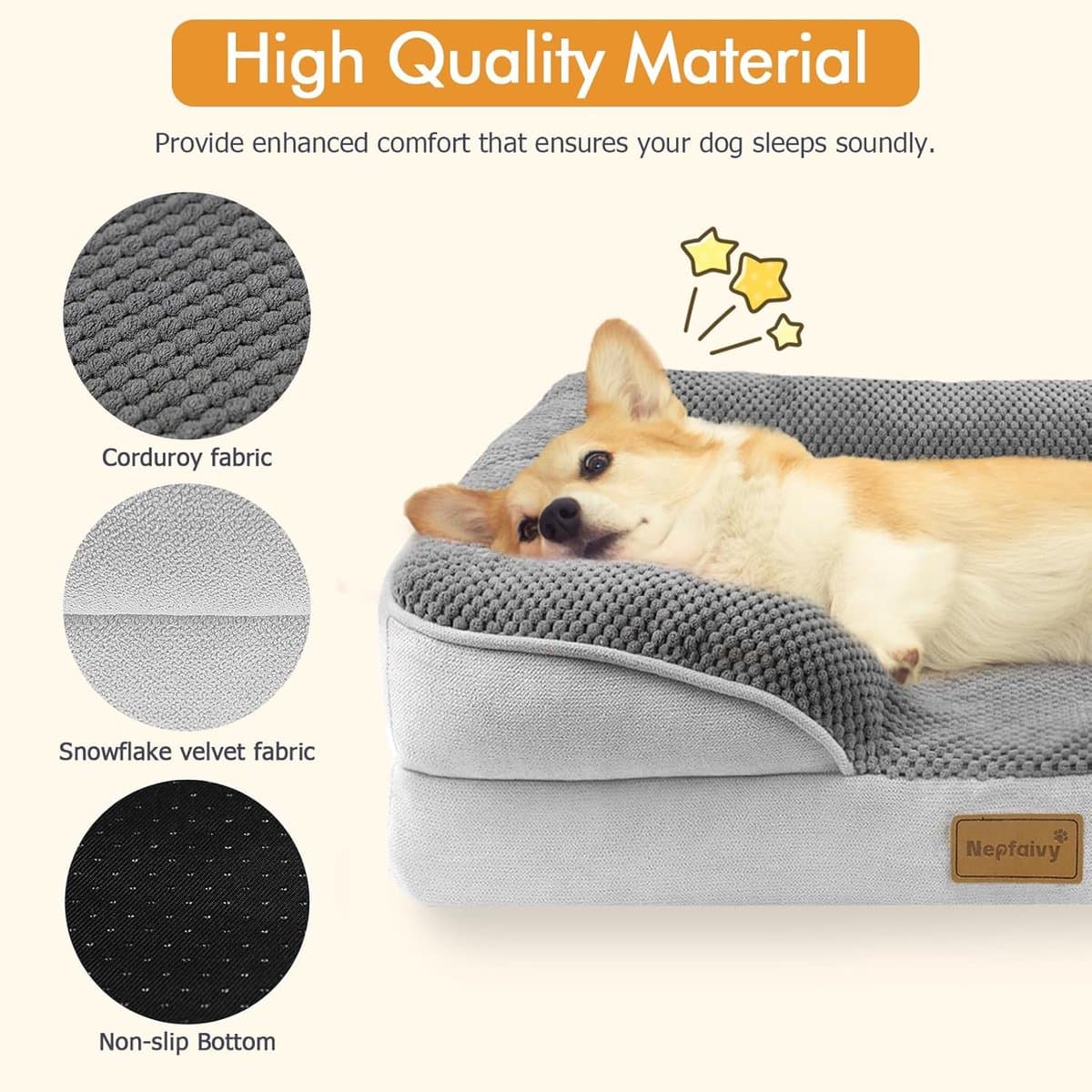 Thijox - Groot Hondenbed Waterdicht Orthopedisch - Zachte Hondenbank 91 x 68 cm - Afneembare Wasbare Hoezen - Donkergrijs - Perfect voor Binnen en Bui thumbnail 2