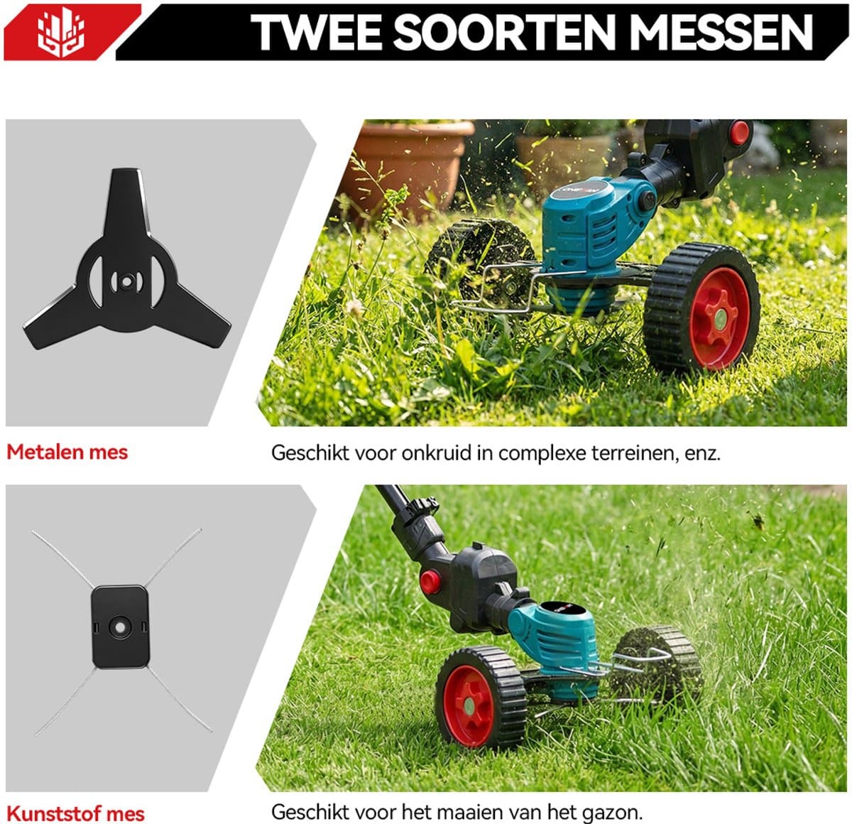 ONEVAN Elektrische Bosmaaier - 3-in-1 Accu Grastrimmer - 200 m/s Bladblazer - Met 2x Accu's - Lichtgewicht - Voor terras, gazon, bladeren en stof thumbnail 8