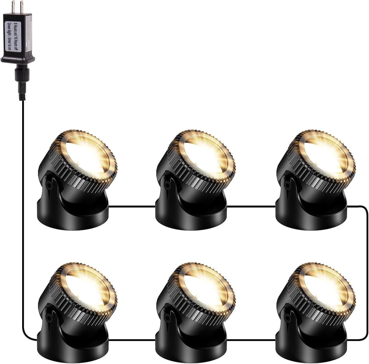 POPOSOAP Vijververlichting-6-in-1 warmwitte onderwater-ledspot-IP68-waterdichte tuinverlichting-dompelspots voor vijver-tuin-terras-fontein-zwembad-waterval[Energieklasse C]