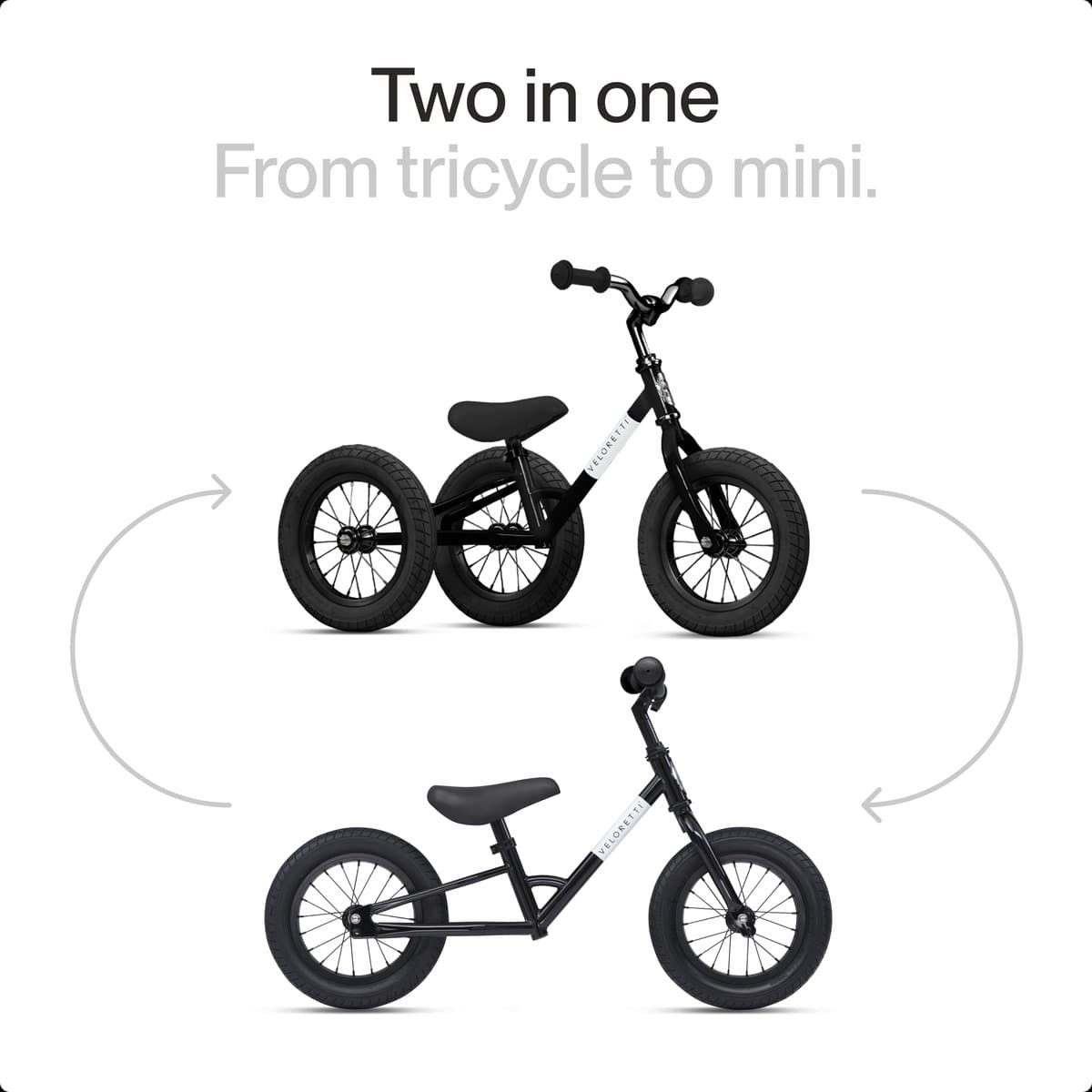 Veloretti Driewieler 2 in 1 Loopfiets met zijwieltjes - 1.5 t/m 4 jaar - 12 inch - Donkerblauw thumbnail 4