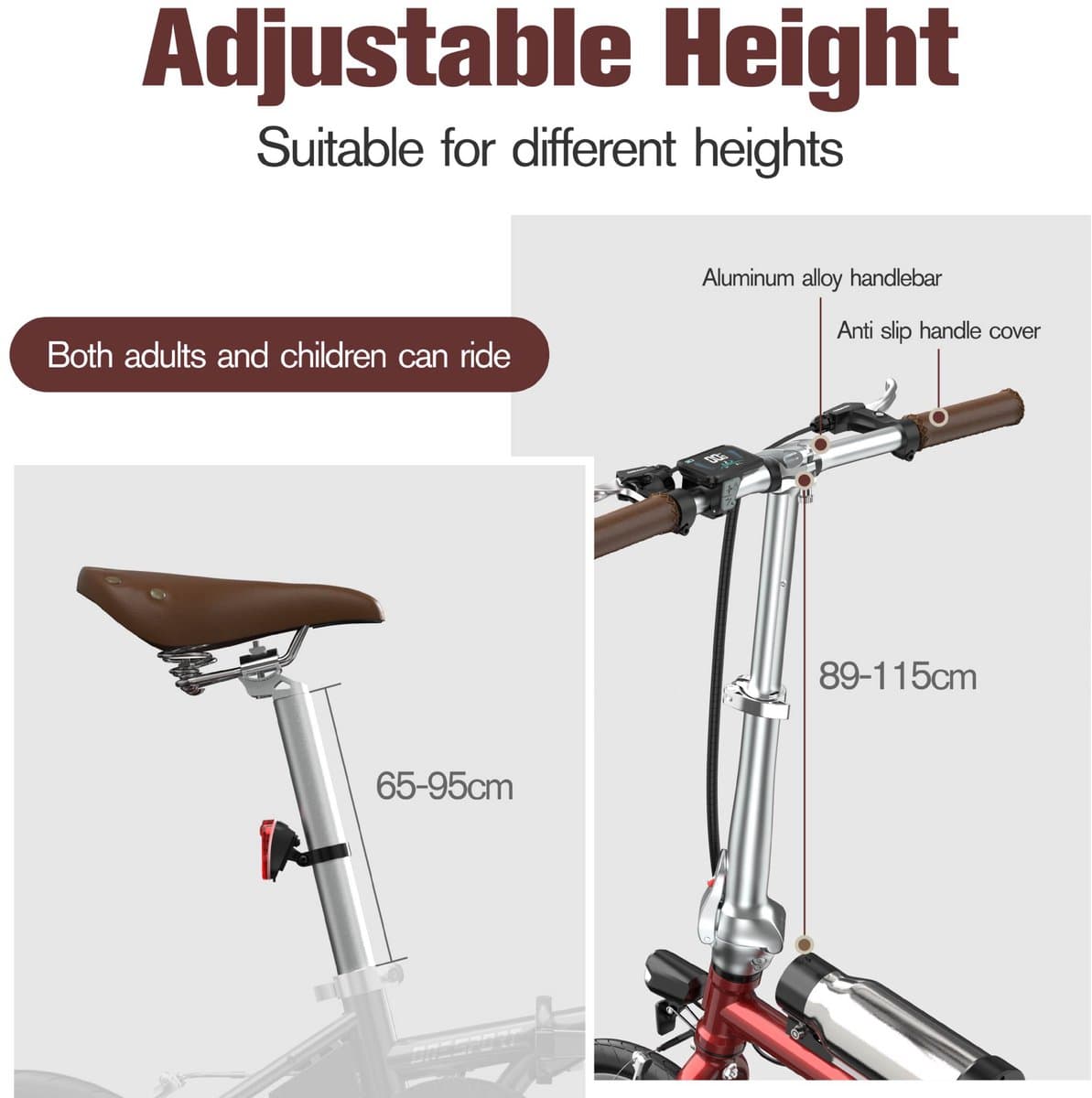 ONESPORT OT02 E-bike - 25 km/u - 16inch - 25km actieradius - 250W motor -36V 5.2Ah accu - rood thumbnail 3
