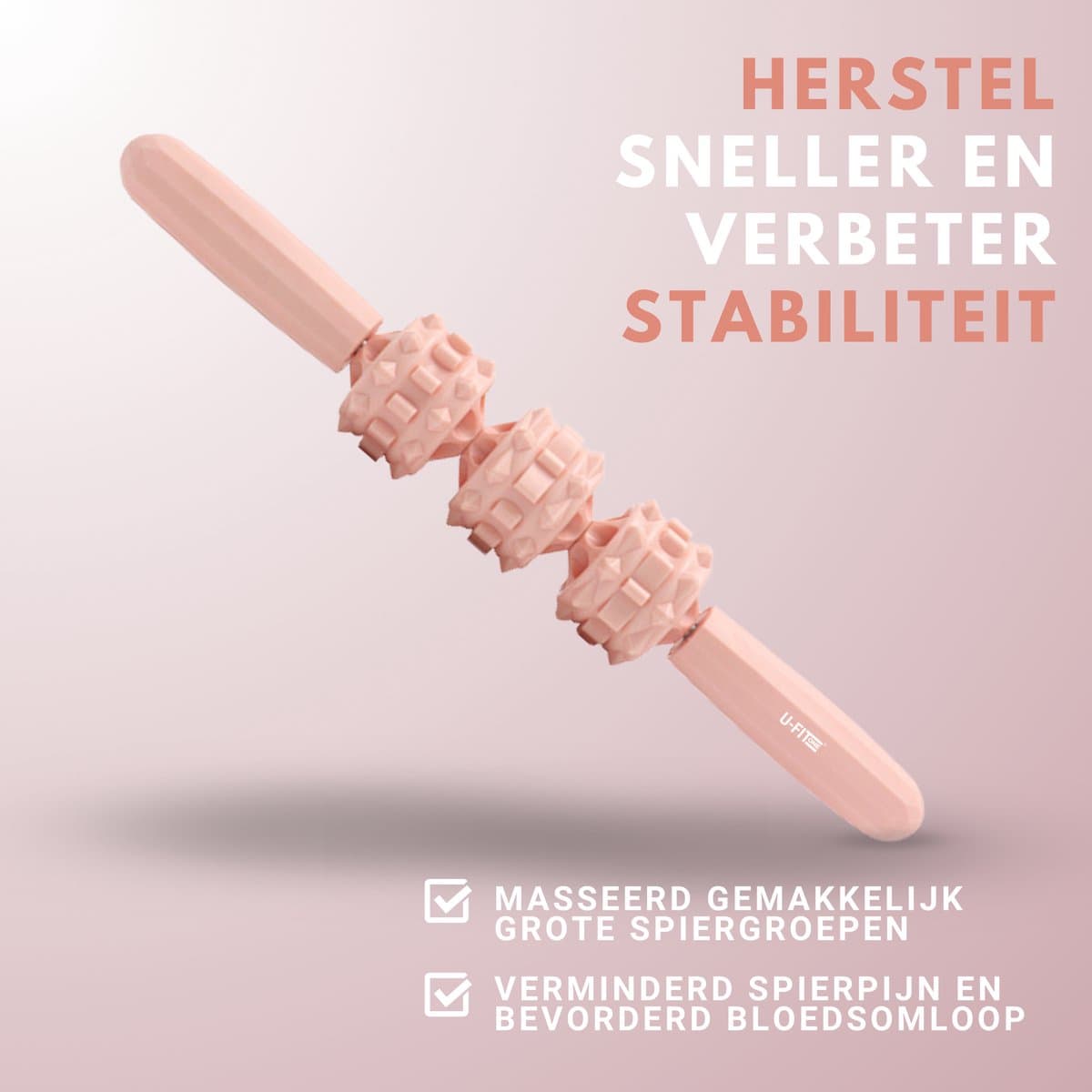 U Fit One 5 Delige Foam Roller Set - Trigger Point Massage Roller - Massage bal - Fitness - Yoga - Fascia - Bindweefsel - Roze thumbnail 2