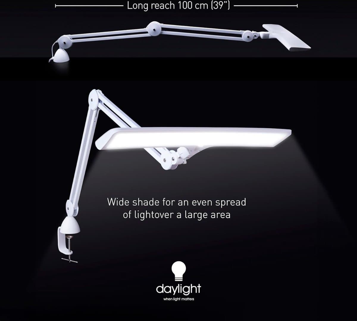 Daylight daglichtlamp Lumi E35500 - Bureaulamp - Dimbaar - Verstelbaar - Tafellamp - Hobbylamp - Wit thumbnail 6