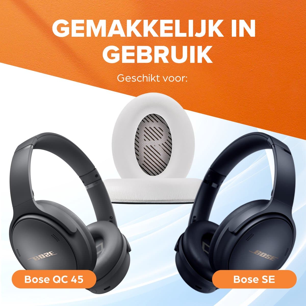 Vervangende oorkussens voor Bose QuietComfort 45 / QC45 / QuietComfort SE - Oorkussens voor koptelefoon - Ear pads headphones - Wit thumbnail 4