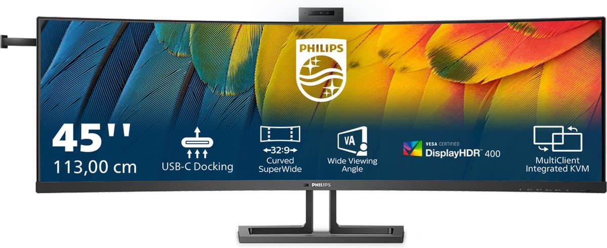 Philips 45B1U6900CH: 32:9 SuperWide curved monitor met USB-C