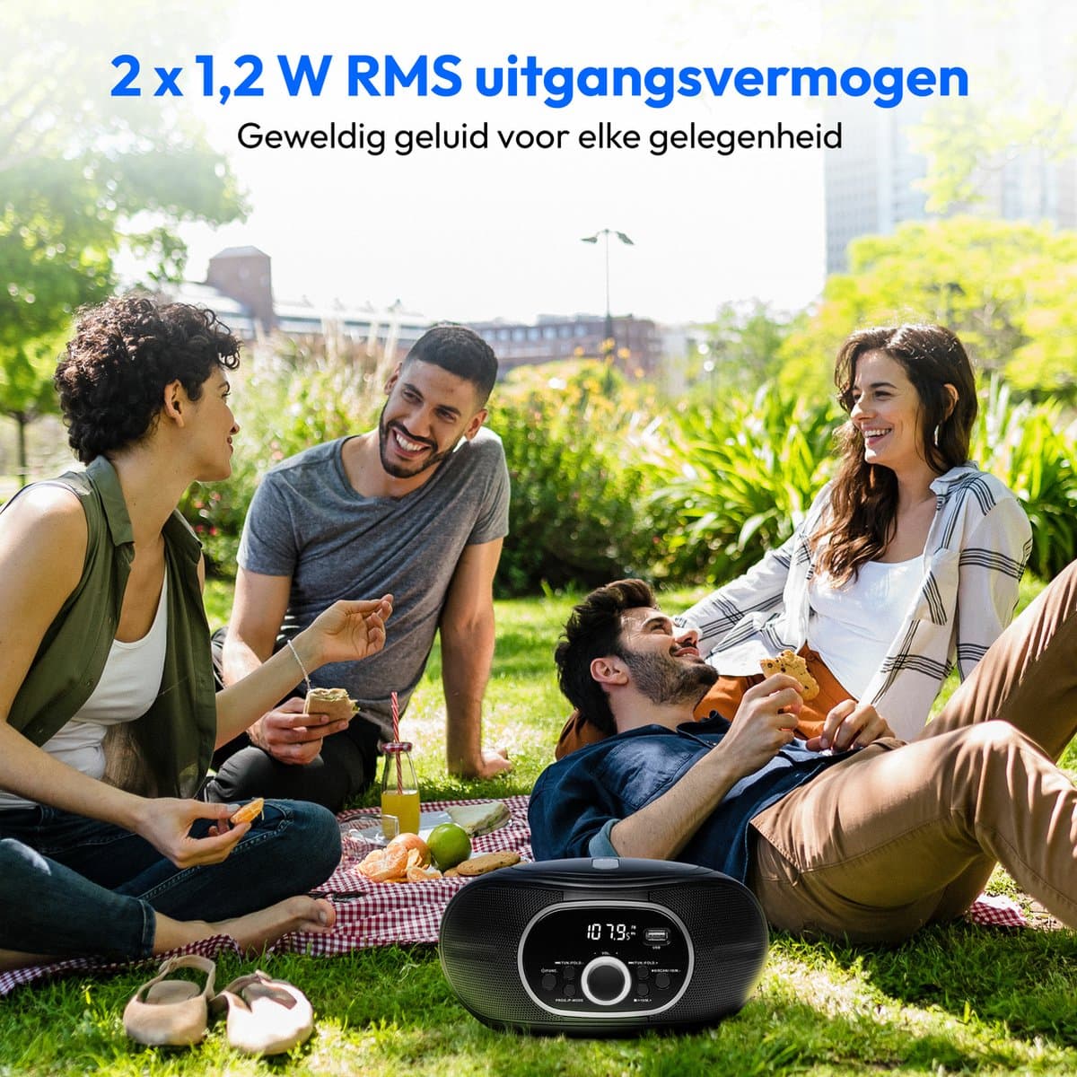 MEDION draagbare boombox E65711, CD/MP3-speler, FM, AUX, werkt op batterijen, zwart thumbnail 5