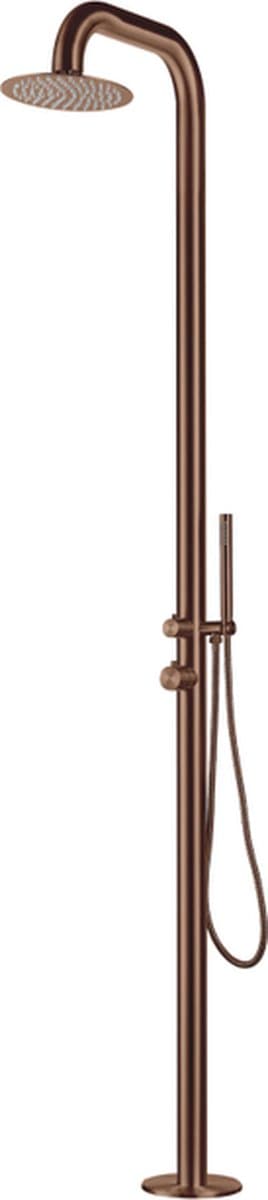 Fortifura Outdoor Deluxe Vrijstaande Buitendouche - RVS 316 - handdouche - regendouche - Geborsteld Geborsteld koper PVD (Koper) thumbnail 2
