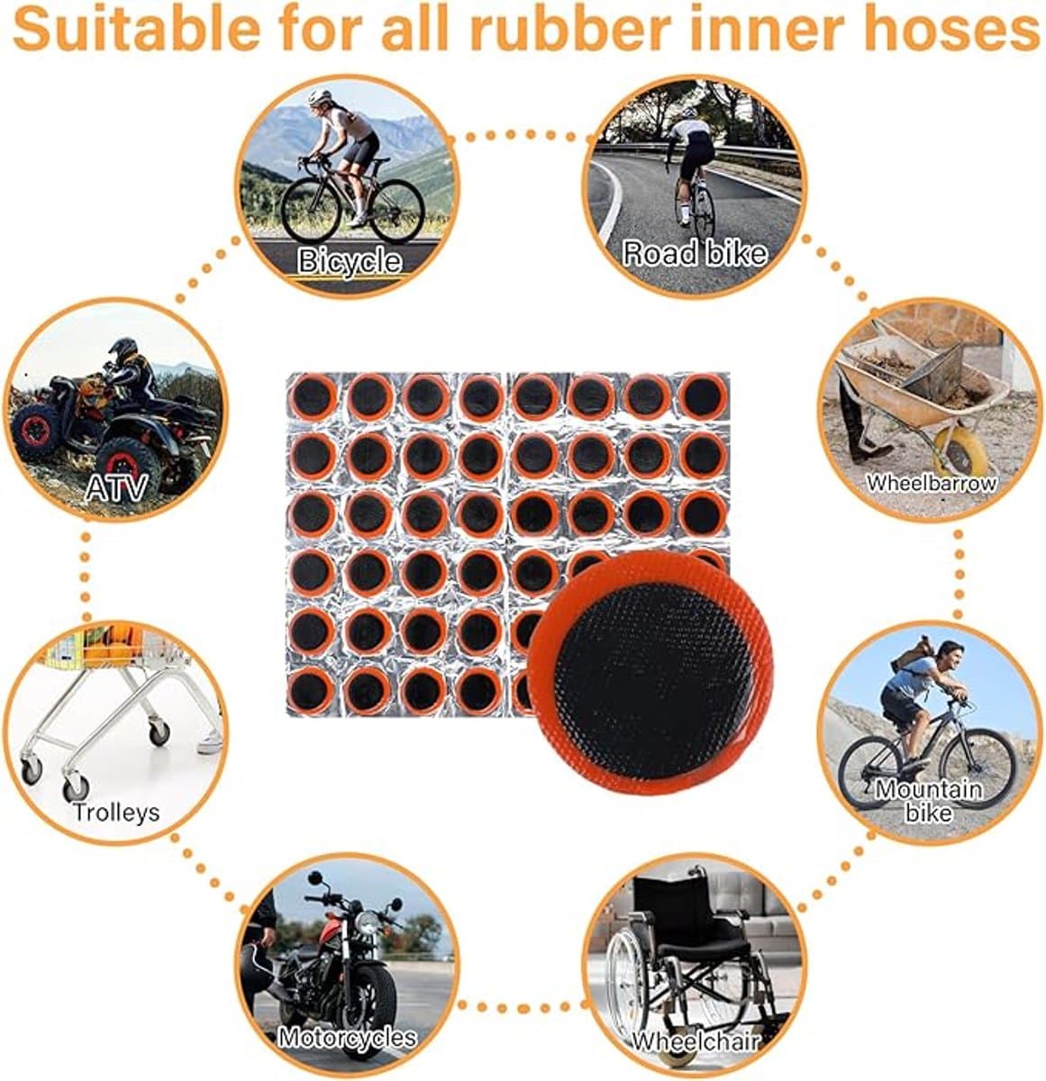 96 stuks - Bandenplakkers - Buitenfiets Fietsbandgereedschap - Rond,rechthoek - Ø 28.8 mm,34*24.5MM- Zwart - niet-zelfklevende - rubber thumbnail 4