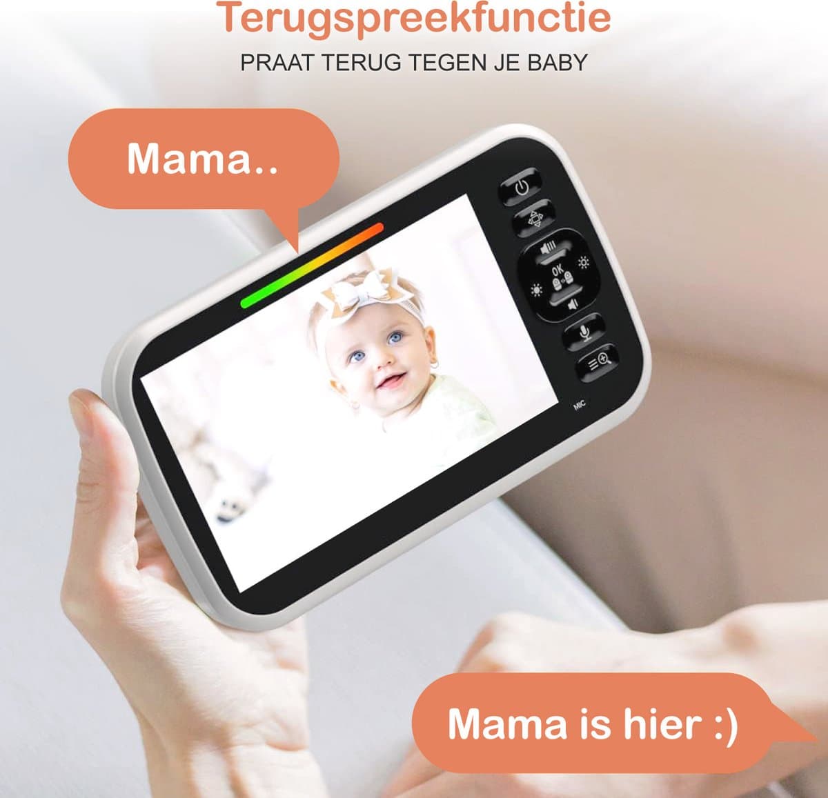 Nubex® Babyfoon met camera - Op afstand bestuurbaar - 5 inch Extra Groot Scherm - Video & Audio - Baby monitor thumbnail 4
