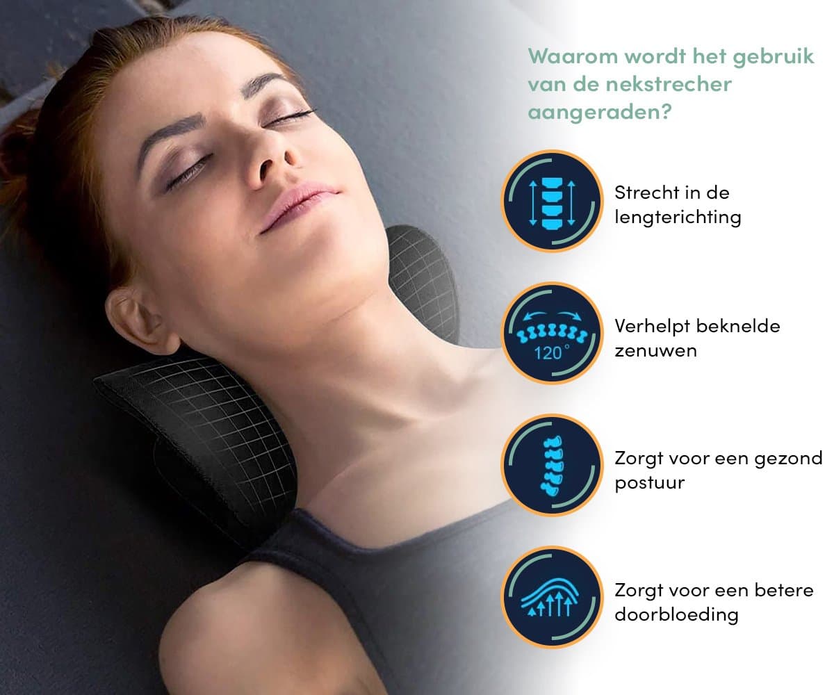 Nekstretcher - Massage Kussen - Rug en Nekklachten - Neck Releaser - Shiatsu Massagekussen - Nek Tractie Apparaat - Nekmassage Kussen - Neck Releaser - Zwart thumbnail 3