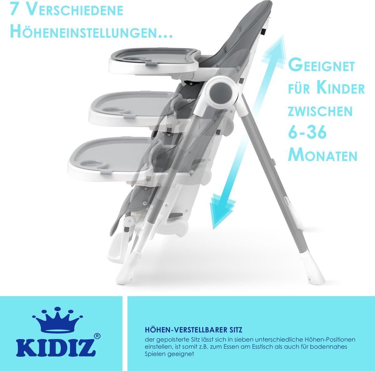 KIDIZ 3in1 kinderstoel: babystoel tot kinderstoel tot 6 jaar thumbnail 7