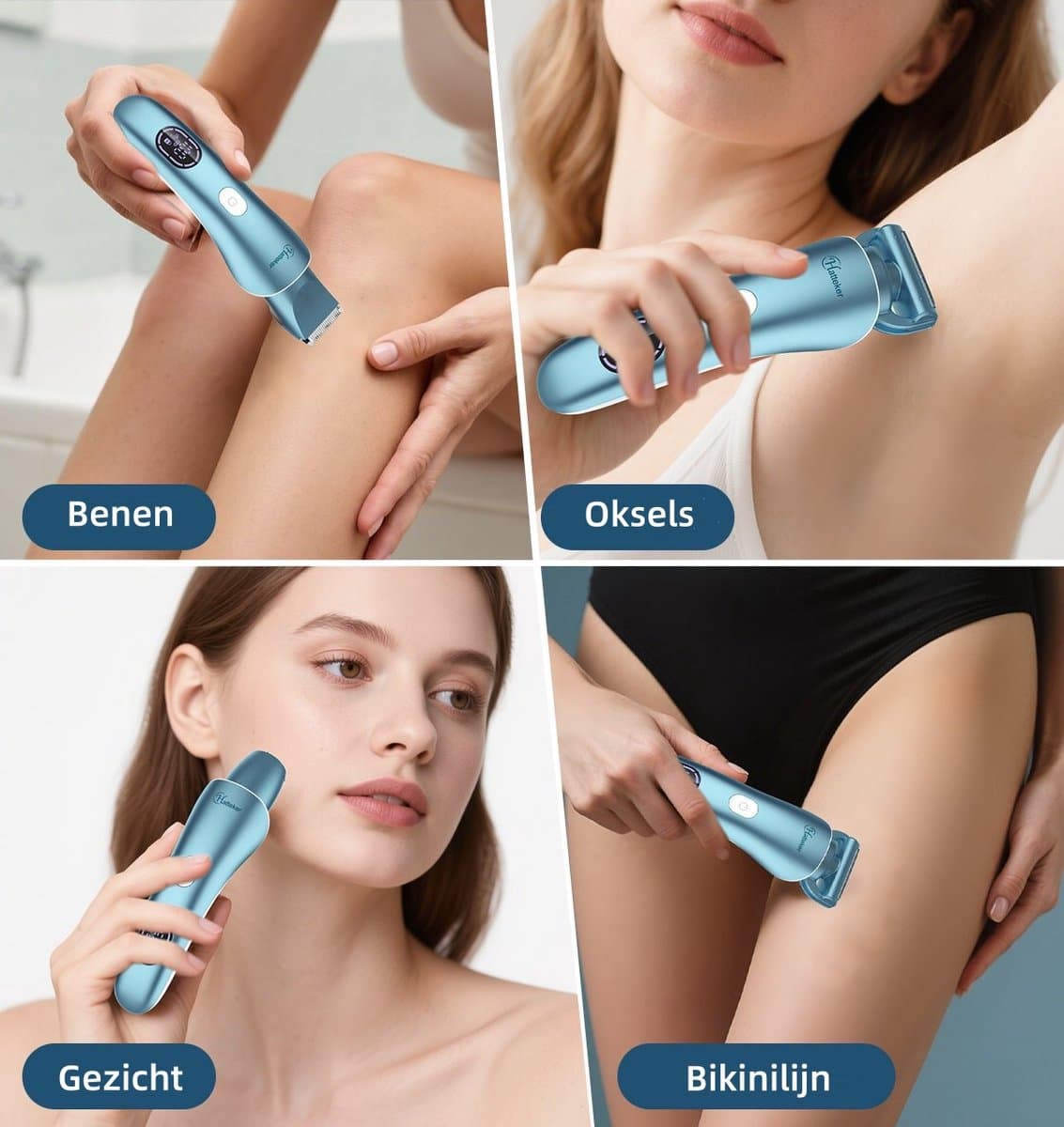 Hatteker 3-in-1 Ladyshave voor Vrouwen – Dames Scheerapparaat – Epileerapparaat – Trimmer voor Benen, Bikinilijn en Oksels – Epilator – Waterdicht IPX7 – Blau thumbnail 6