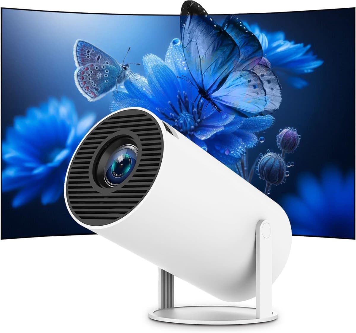 Beamer - Mini Projector - 4K & 1080p Full HD - Android 11 met Netflix - WiFi 6 & Bluetooth - 180° Draaibaar - Thuisbioscoop - afbeelding 1