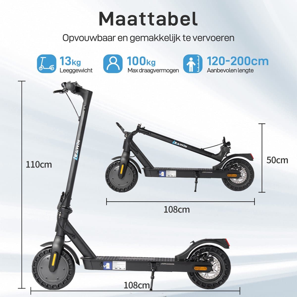 LEAWIN E5PRO Elektrische Step - 375Wh - 30 km actieradius thumbnail 6