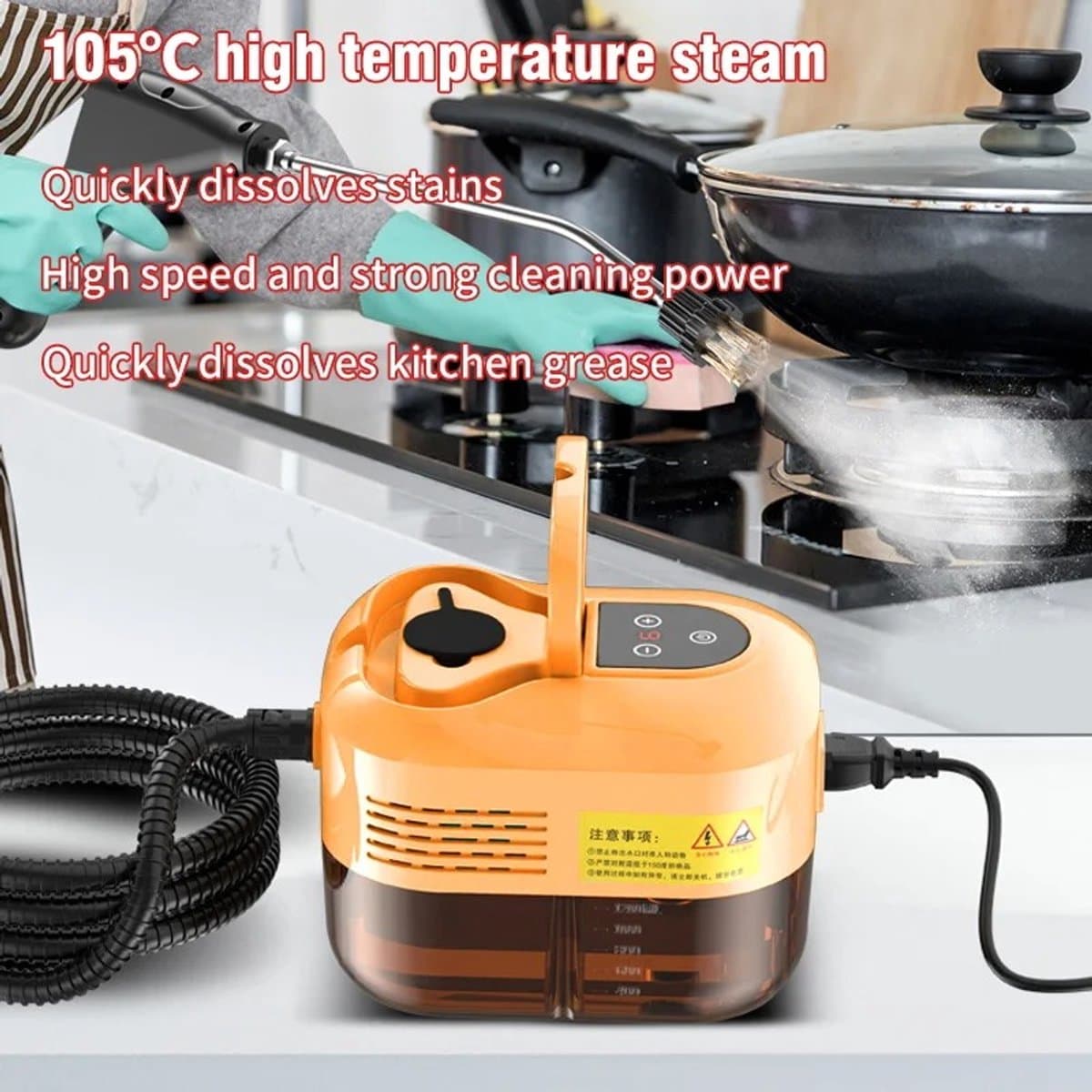 2500W Handheld Stoomreiniger - 8 Opzetstukken & Hoge Druk thumbnail 5