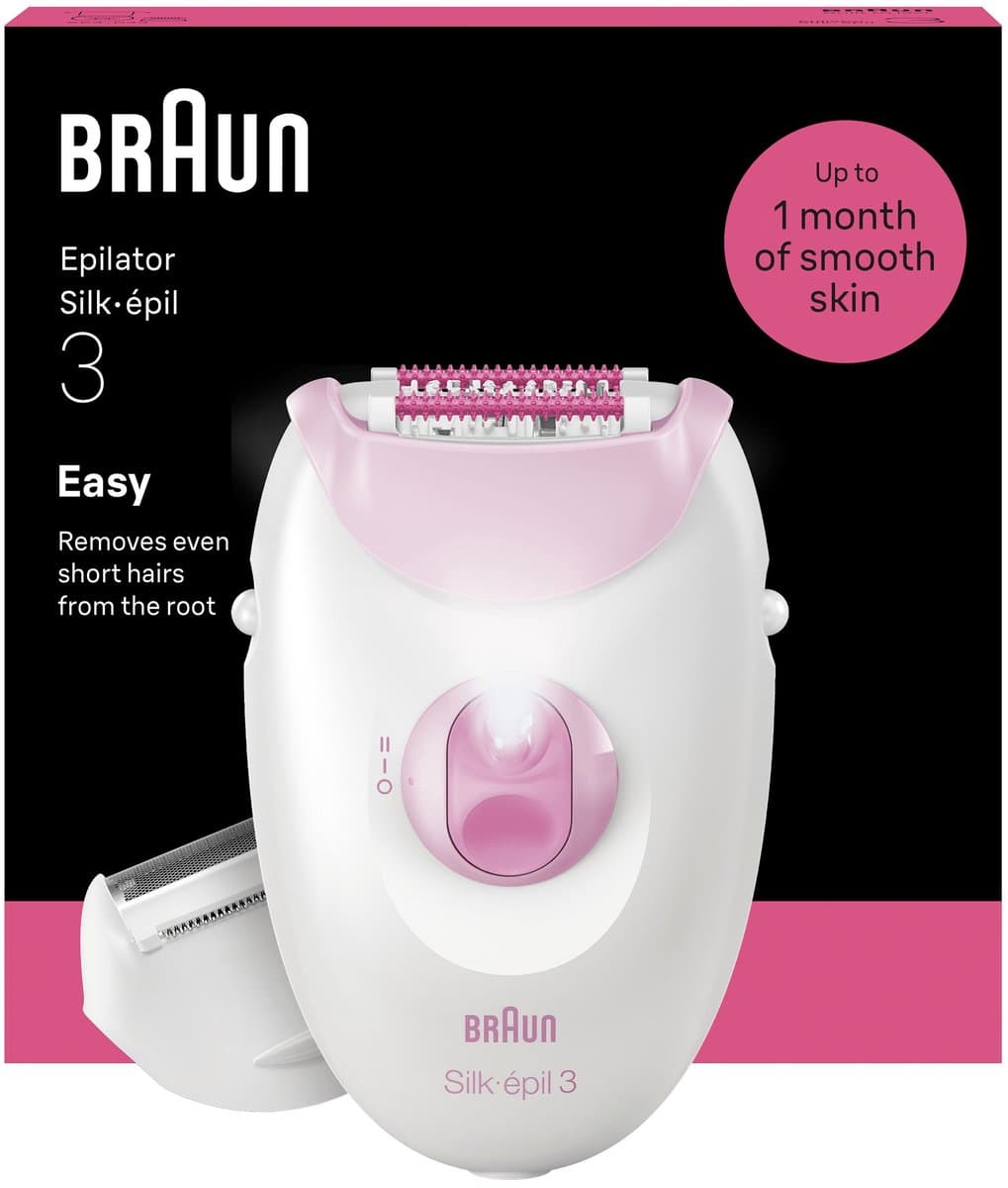 Braun Silk·épil 3 - Snoergebonden Epilator - 3-031 - Langdurig Gladde Huid - Inclusief Scheerkop en Trimkam - Roze