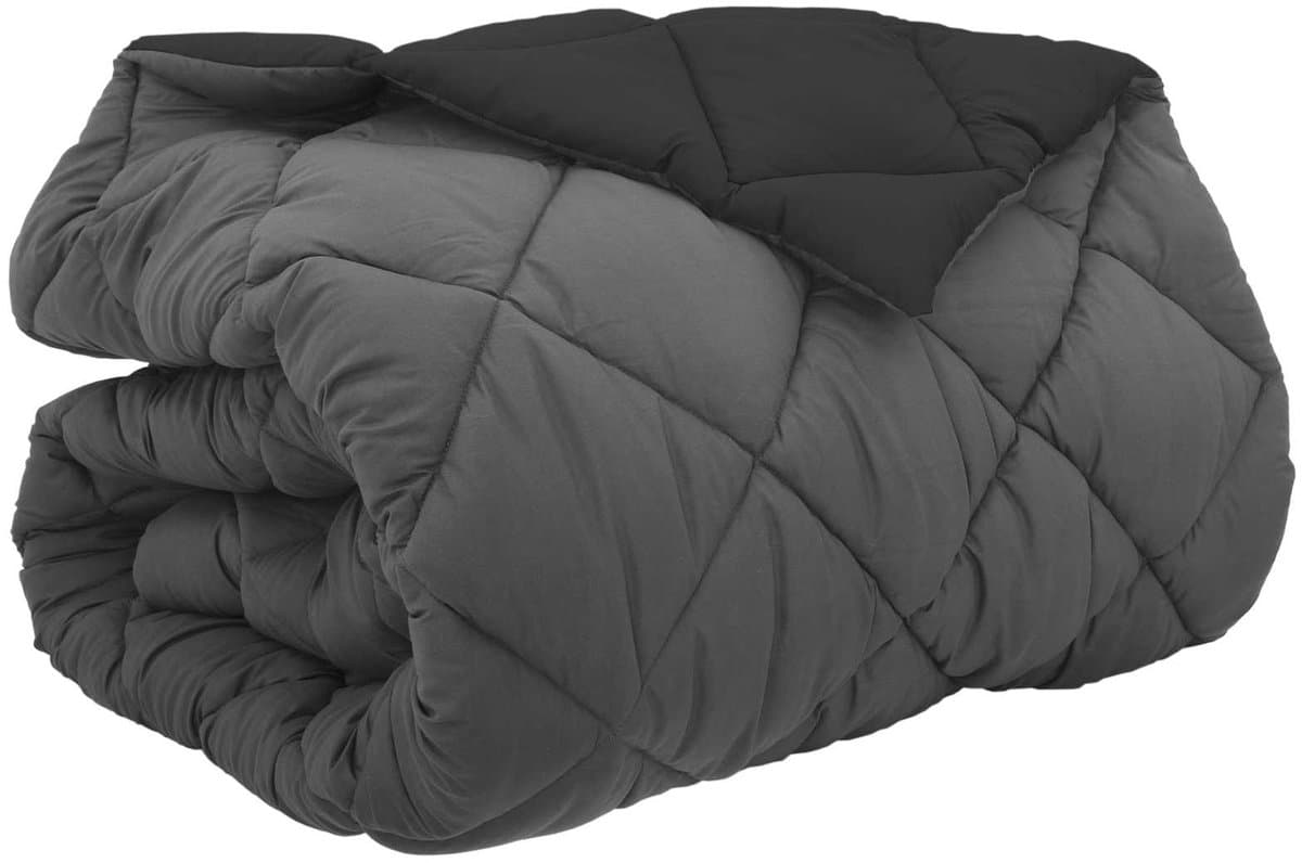 vidaXL - Winter - Duvet - Zwart - en - Anthraciet - 220 - x - 240 - cm - Microvezel