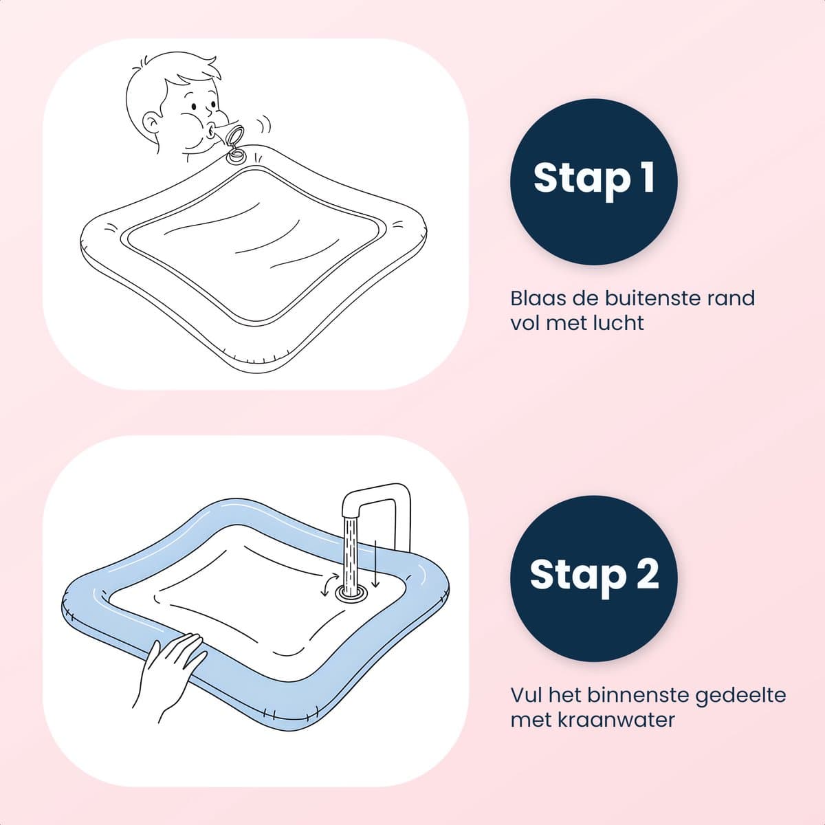 Dutsi - Waterspeelmat Baby - Watermat - Stimuleert Motorische Ontwikkeling - BPA Vrij & Lekvrij - Kraamcadeau - 61x50cm – Roze thumbnail 3