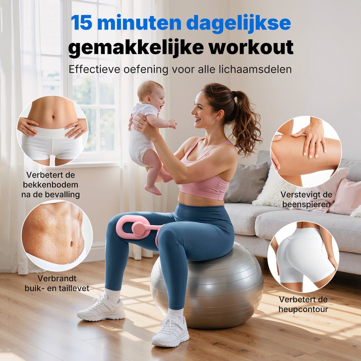 MERACH Bekkenbodemtrainer - dijbeentrainer - beentrainer voor vrouwen - postnatale revalidatie - weerstandsbanden - draagbaar - roze thumbnail 7