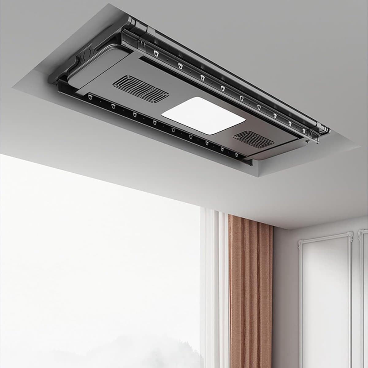 Elektrisch Droogrek - Plafond Droogrek - Ruimtebesparend Wassen - Automatisch Tillen - 119cm Breed - Wit thumbnail 3