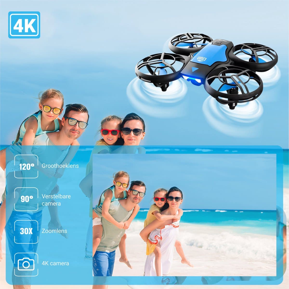 HAWX Drone - Drone met 4K Camera - Mini drone - Voor Kinderen/Volwassenen - Drones - Tot 90 Minuten Vliegen - Incl. 3 Batterijen, Opbergtas, Landing Pad thumbnail 5