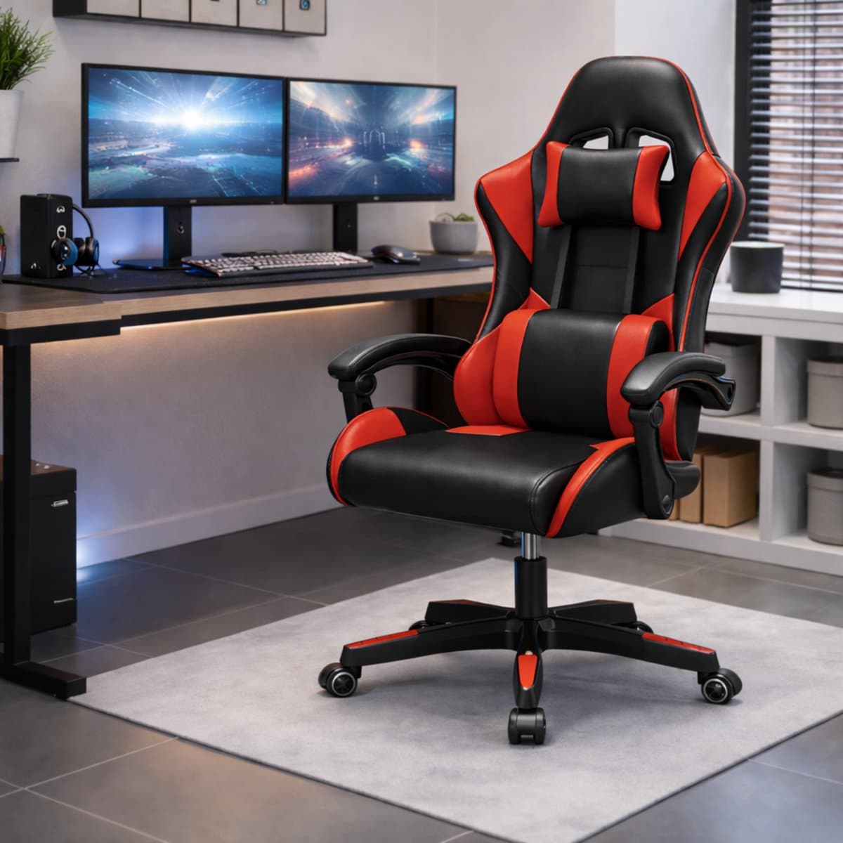 Bayt Gamestoel - Gaming chair - Gamingstoel - Comfort gamer stoel - Zwart en rood thumbnail 4