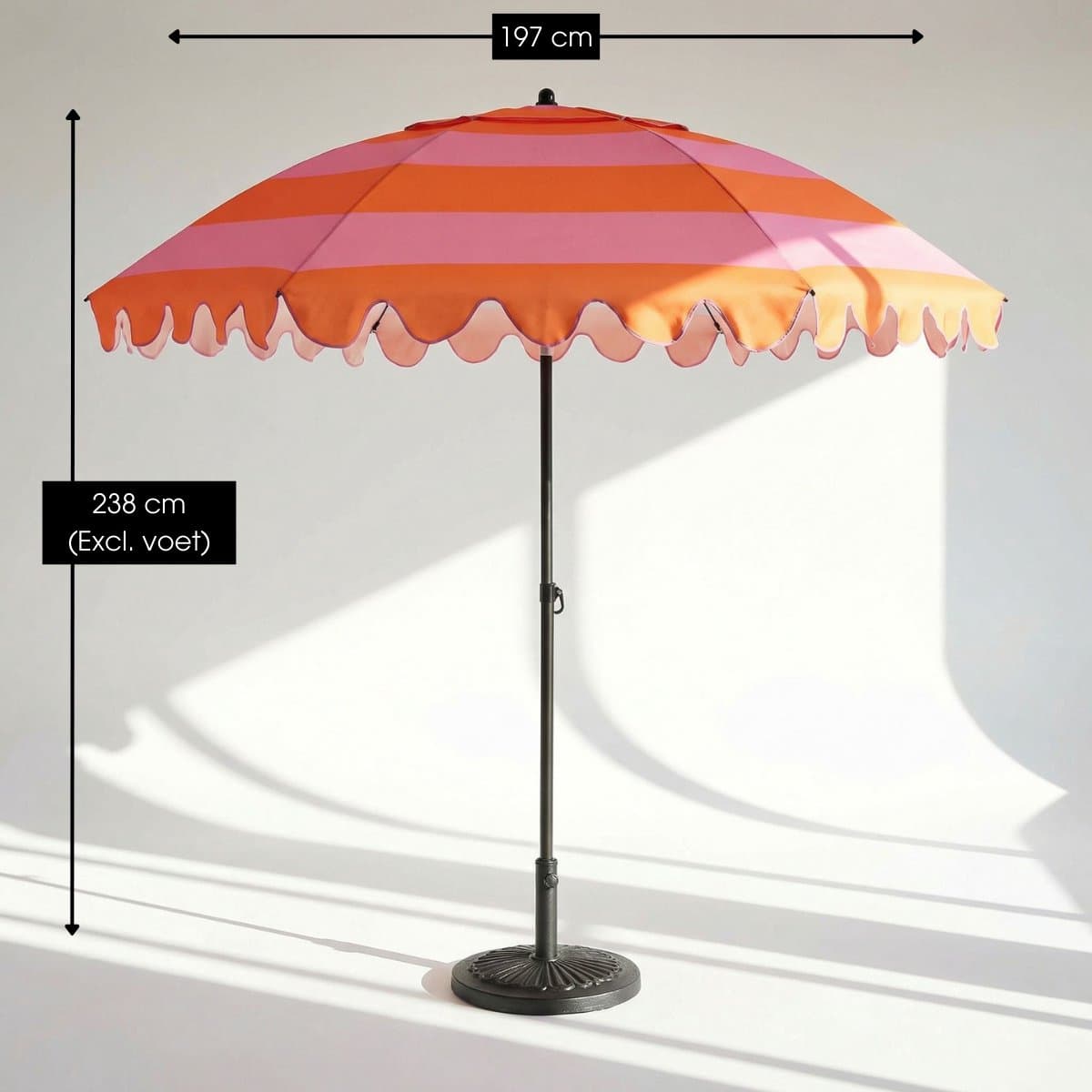 Mica Decorations Kantelbare Parasol met Streepprint - Stokparasol 238 x Ø197 cm - Tuin of Balkonparasol - Polyester, Staal - Lichtgroen, Donkergroen thumbnail 3
