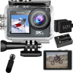 Productfoto van Vynox 5K action camera 50MP met touchscreen, wifi en 30 m waterdicht