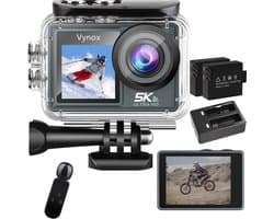 Productfoto van Vynox 5K action camera 50MP met touchscreen, wifi en 30 m waterdicht
