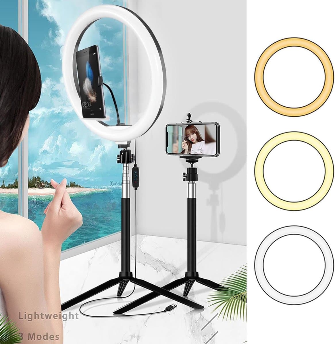 RFWR® Draagbare selfie-lichtring met clip en oplaadbare functie voor smartphonefotografie thumbnail 5