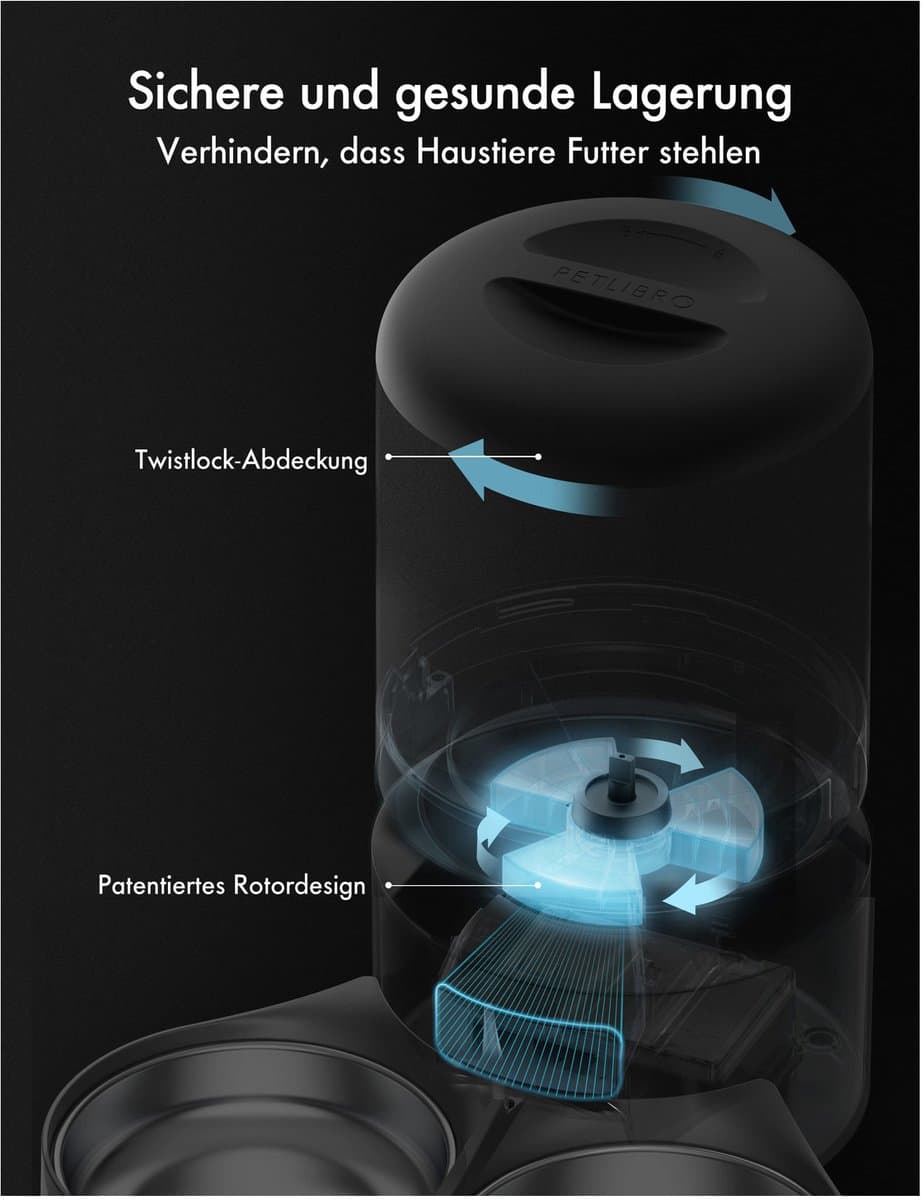 Petlibro Dual - Voerautomaat - 5L - voor honden en katten - zwart thumbnail 4