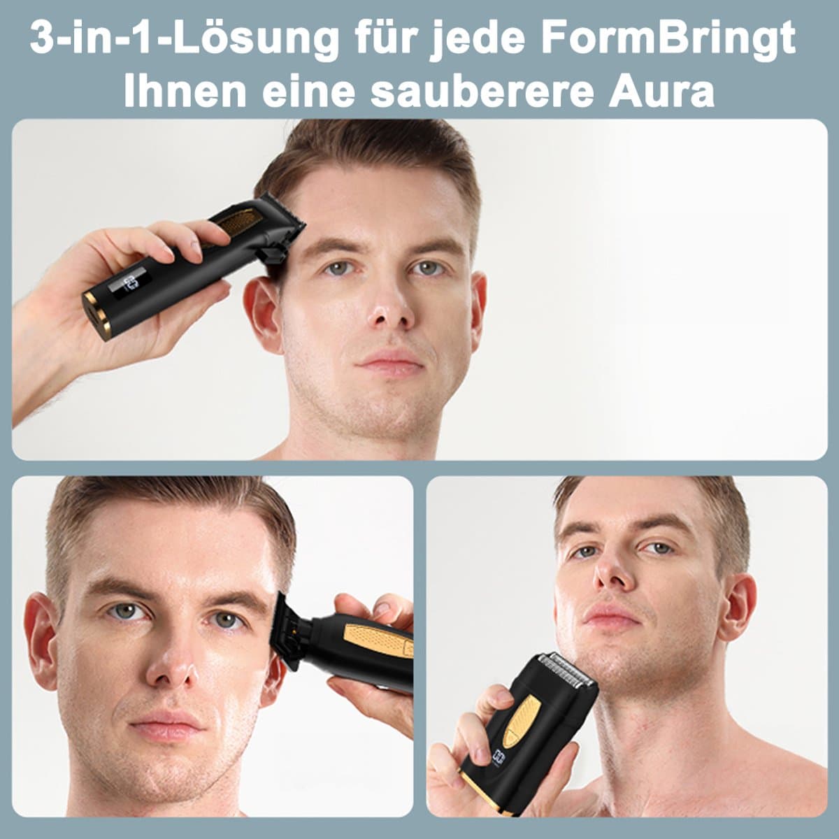 MIVRAY Tondeuses - Tondeuse Set Met Oplaadbare Haar Tondeuse En Barttrimmer, Trimmer Set Voor Thuis, ABS, Zwart thumbnail 6
