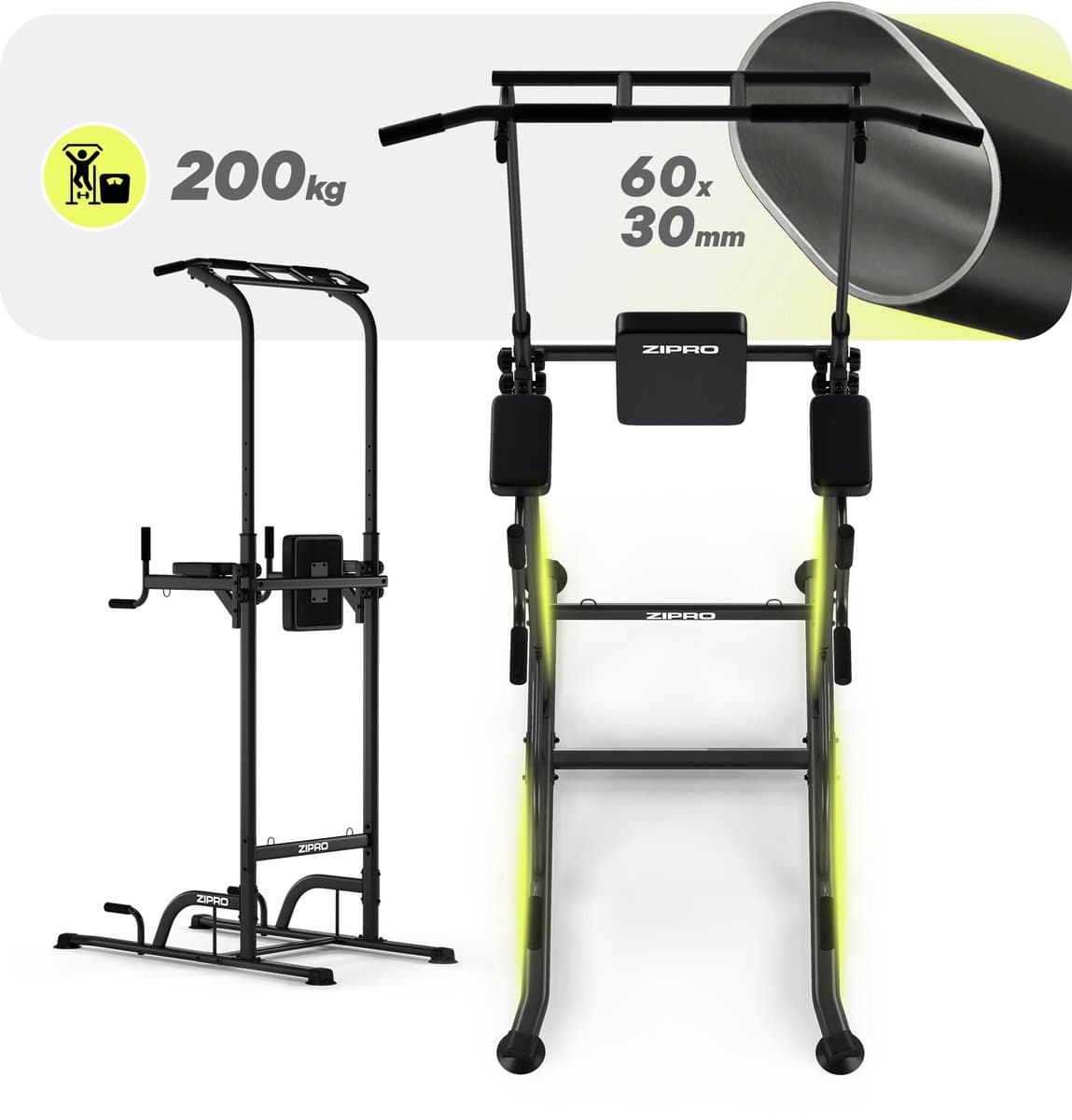 ZIPRO Uplift - Trainingsrek - Max. 200 kg - Dipstangen en weerstandsbanden - Pull-ups - Thuisgym profiel 60 mm thumbnail 8