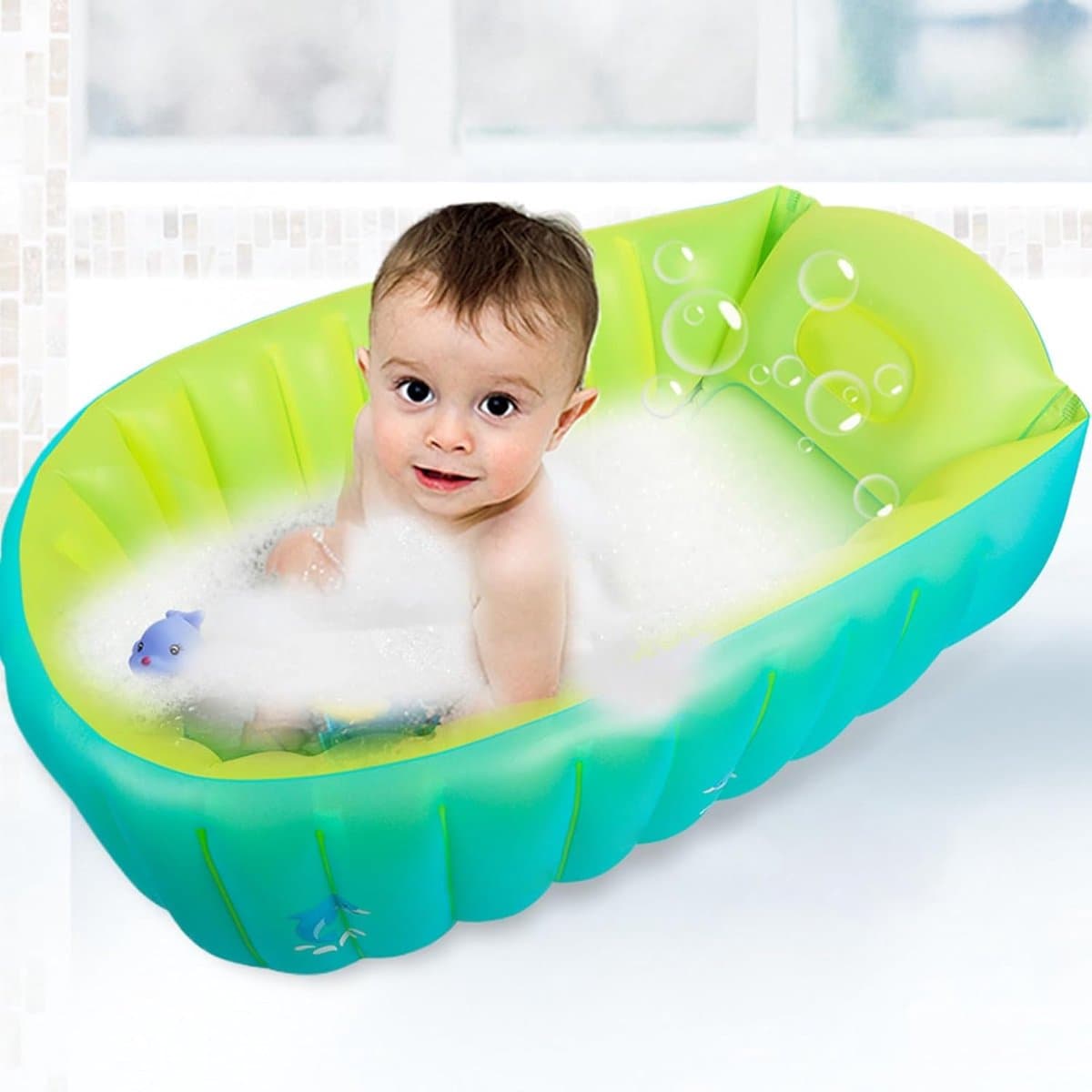 Opblaasbare Babybadkuip - Draagbaar Badje - Babybadje Thuis - Antislip Stabiliteit - 82 x 55 x 30 cm - Meerkleurig thumbnail 5